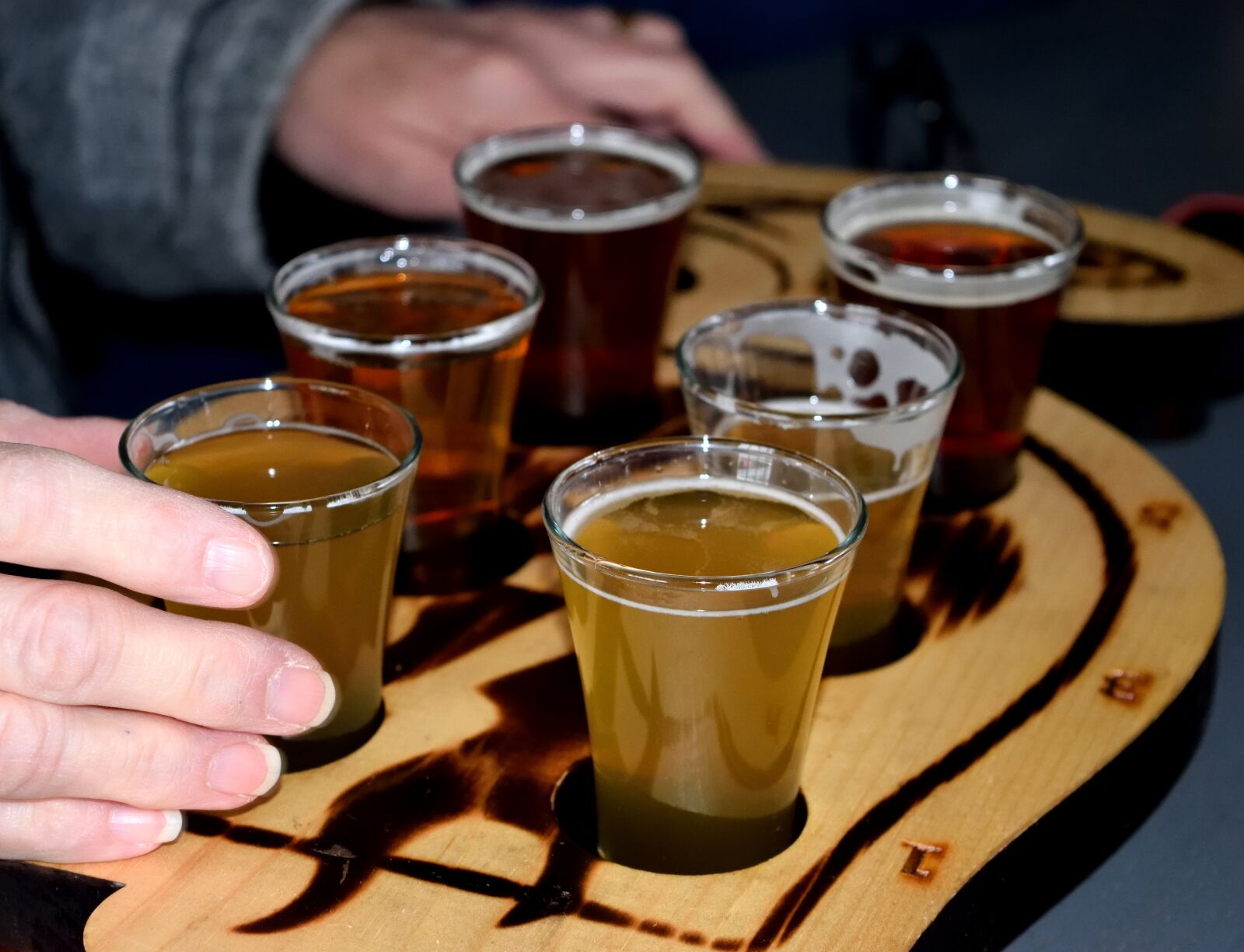 Nikon D3300 sample photo. Beer tasting flight, brewery photography