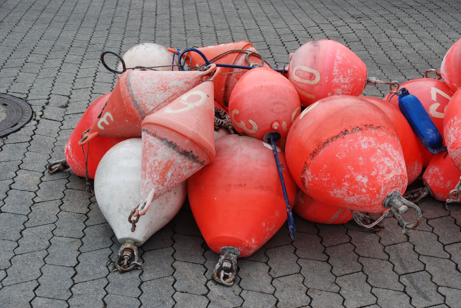 Nikon D80 sample photo. Bootsfender, buoys, red photography