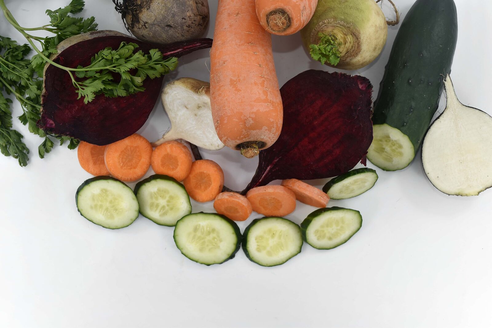 Nikon D5500 sample photo. Beetroot, cucumber, parsley, radish photography