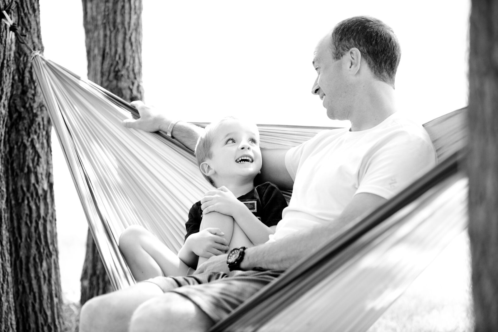 Canon EOS 5D Mark II sample photo. Father, son, hammock photography