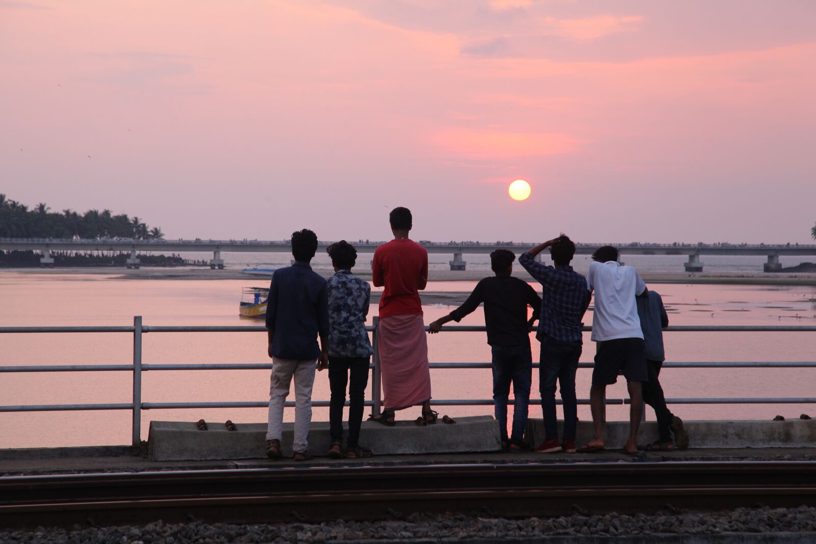 Canon EOS 5D Mark II sample photo. People, sunset, bridge photography
