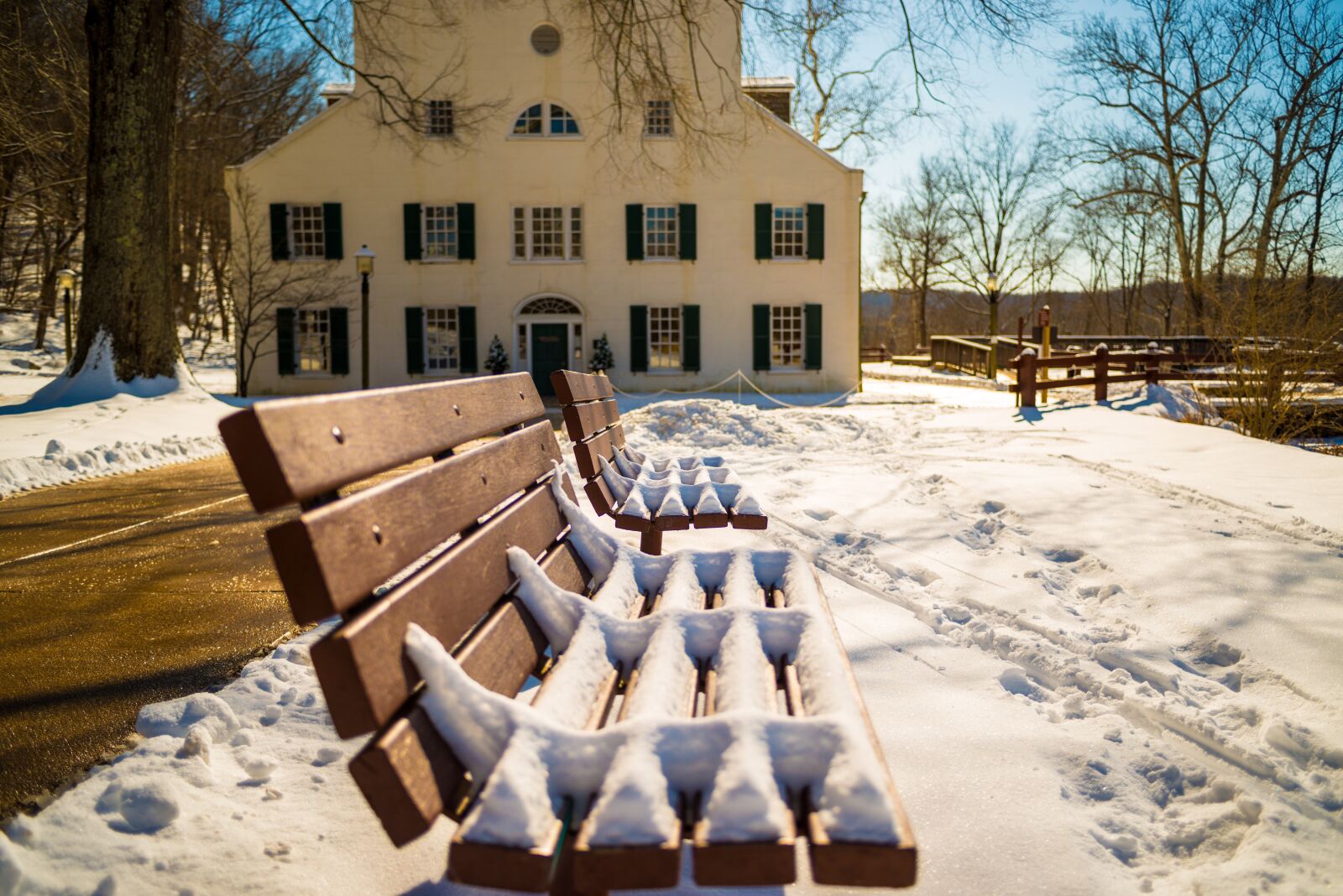 Nikon D800E sample photo. Bench, snow, outdoor photography