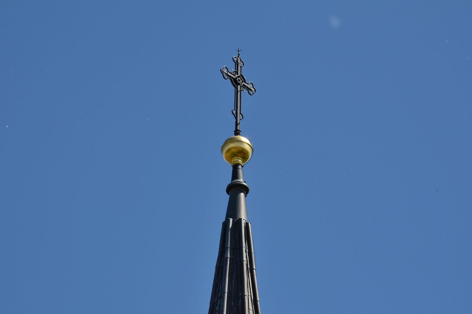 Nikon D5500 sample photo. Blue sky, church tower photography