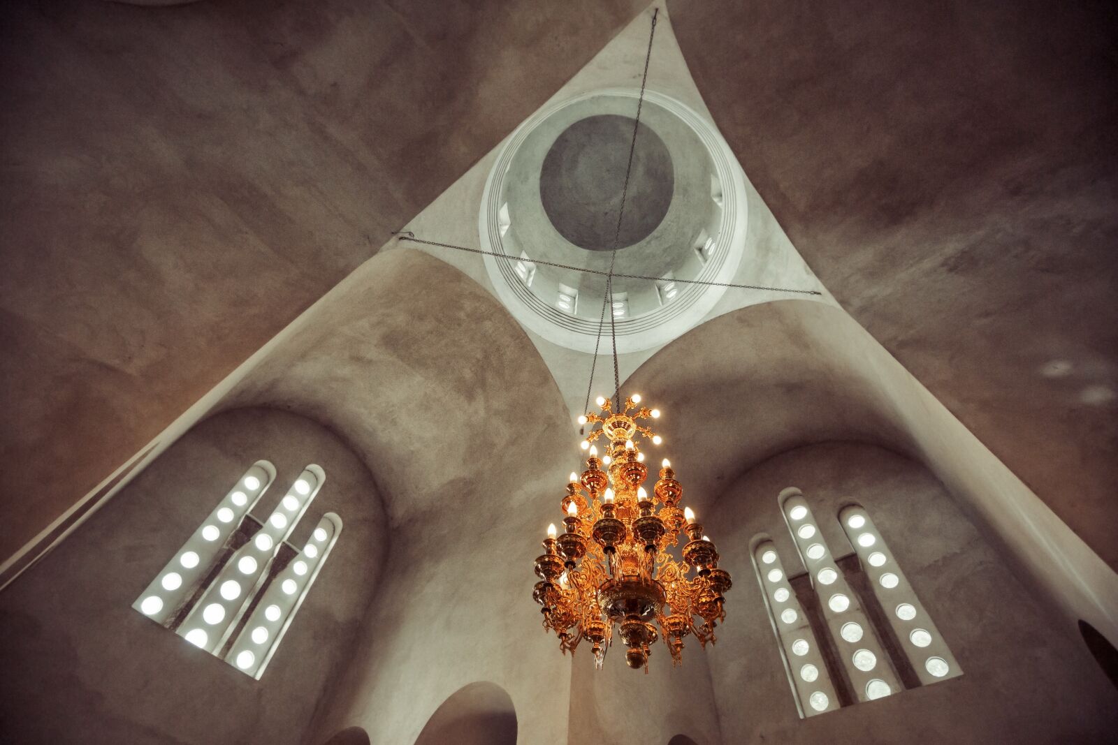 Canon EF 16-35mm F2.8L II USM sample photo. Chandelier, ceiling, arches, monastery photography