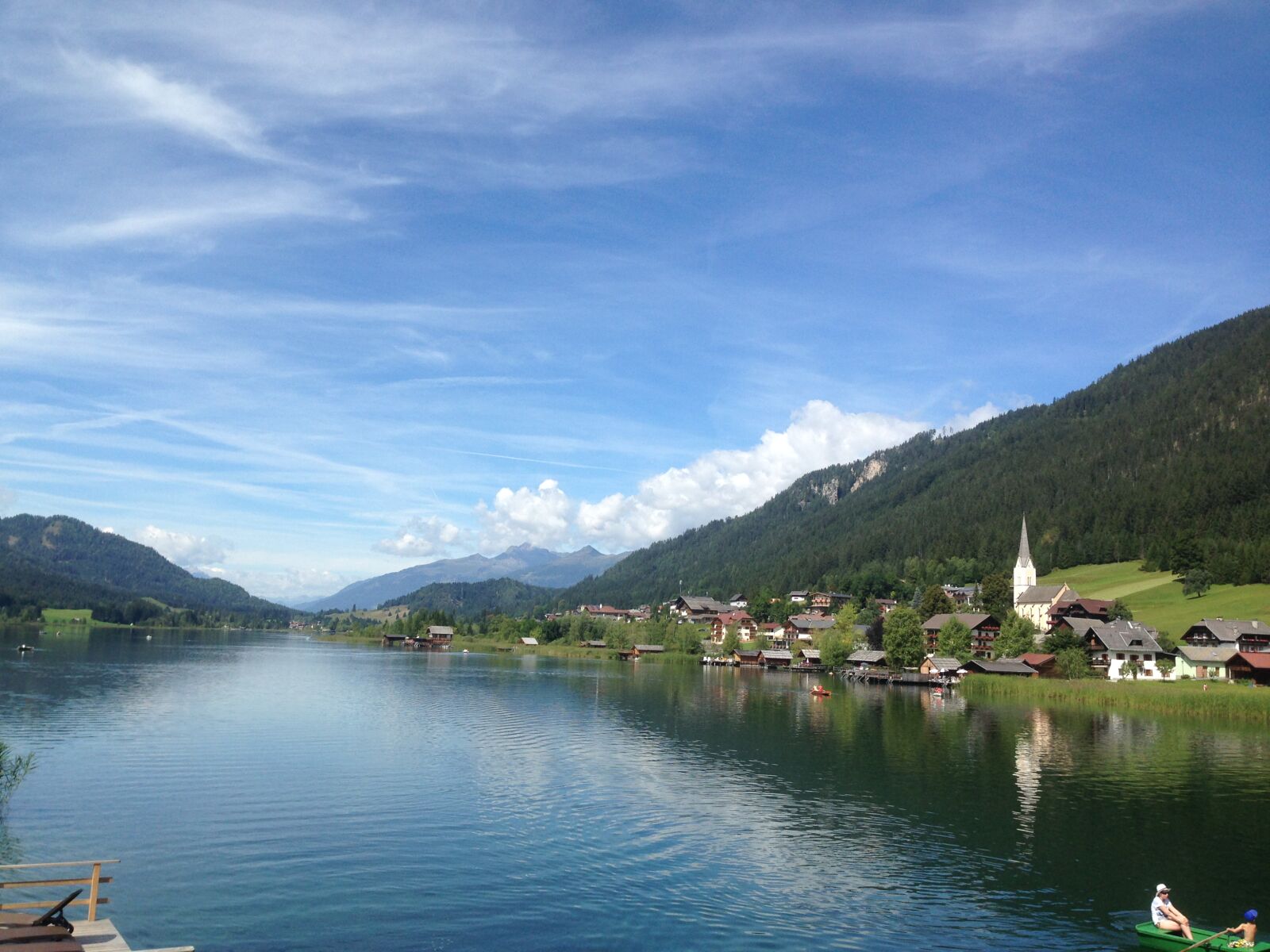 iPhone 5 back camera 4.12mm f/2.4 sample photo. Austria, church, holiday, lake photography