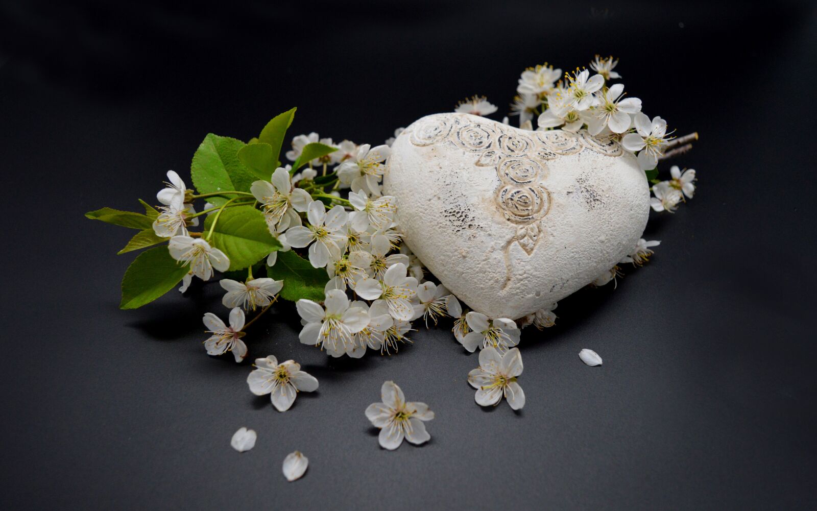 Nikon D3200 sample photo. Heart, flowers, white flowers photography