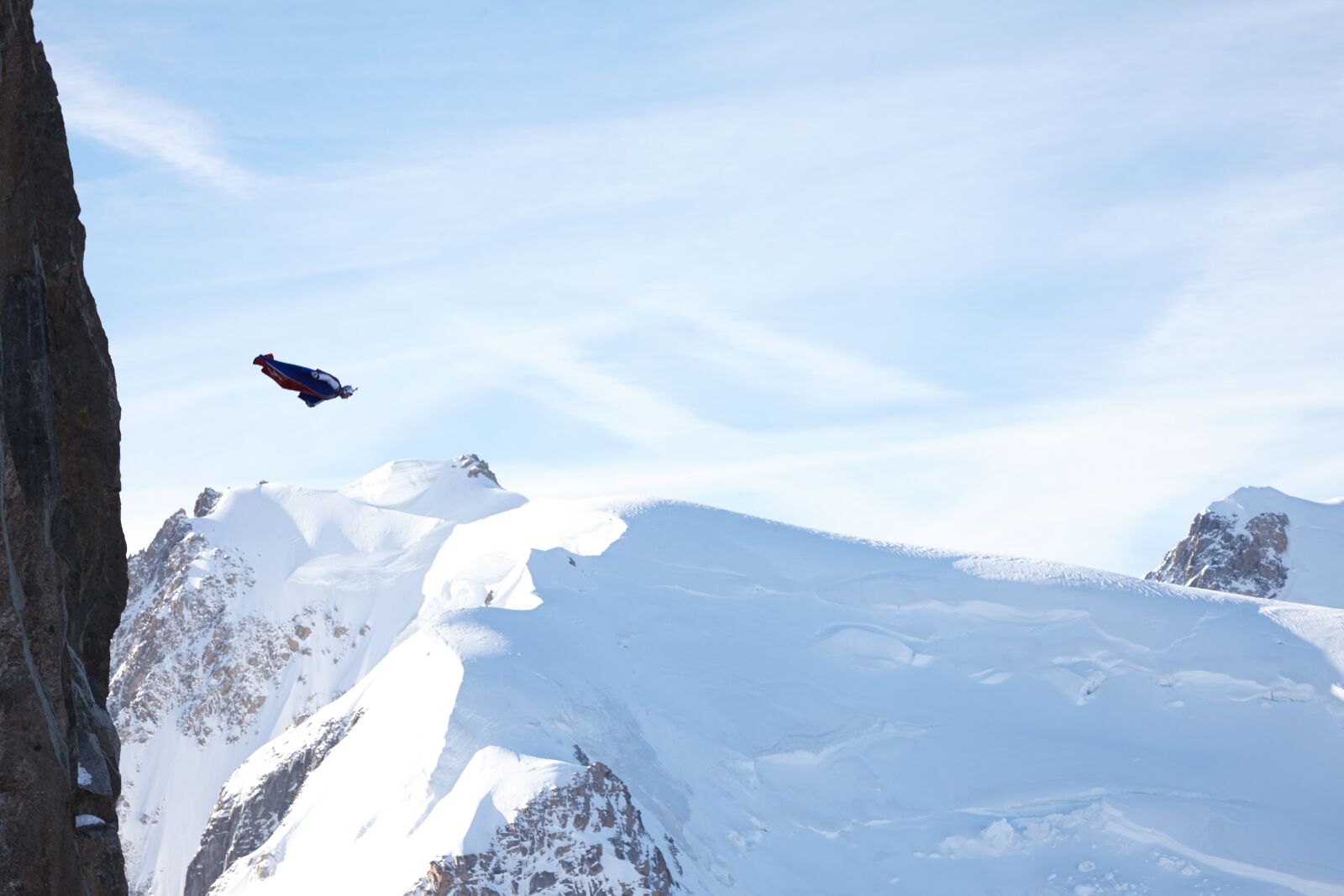 Canon EOS 5D Mark II sample photo. Aiguille du midi, wingsuit photography
