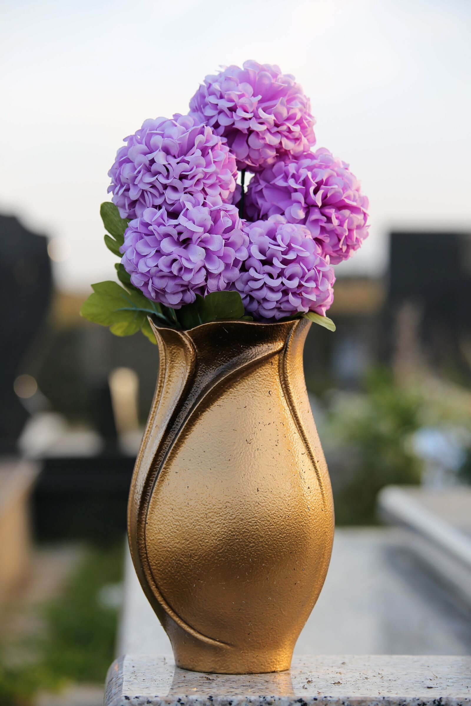 Tamron 70-210mm F4 Di VC USD sample photo. Flowers, vase, grave photography