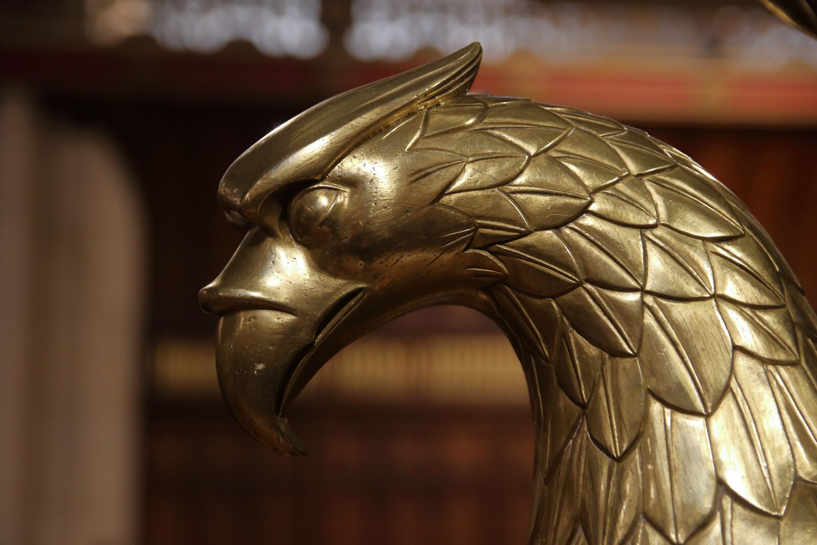 Canon EOS 80D sample photo. Eagle lectern, brass, church photography