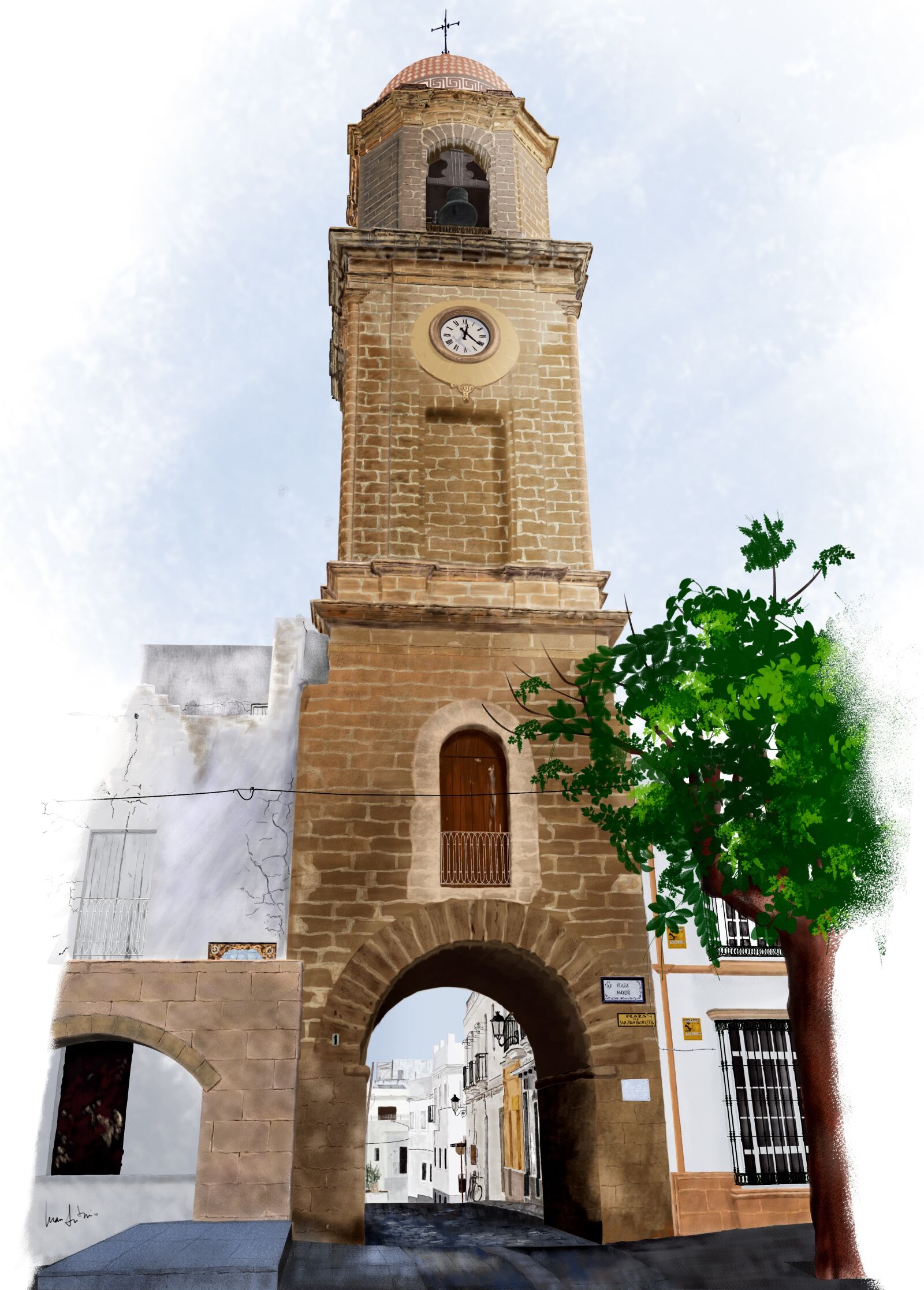 Samsung Galaxy A6 sample photo. Arquillo clock chiclana, medieval photography