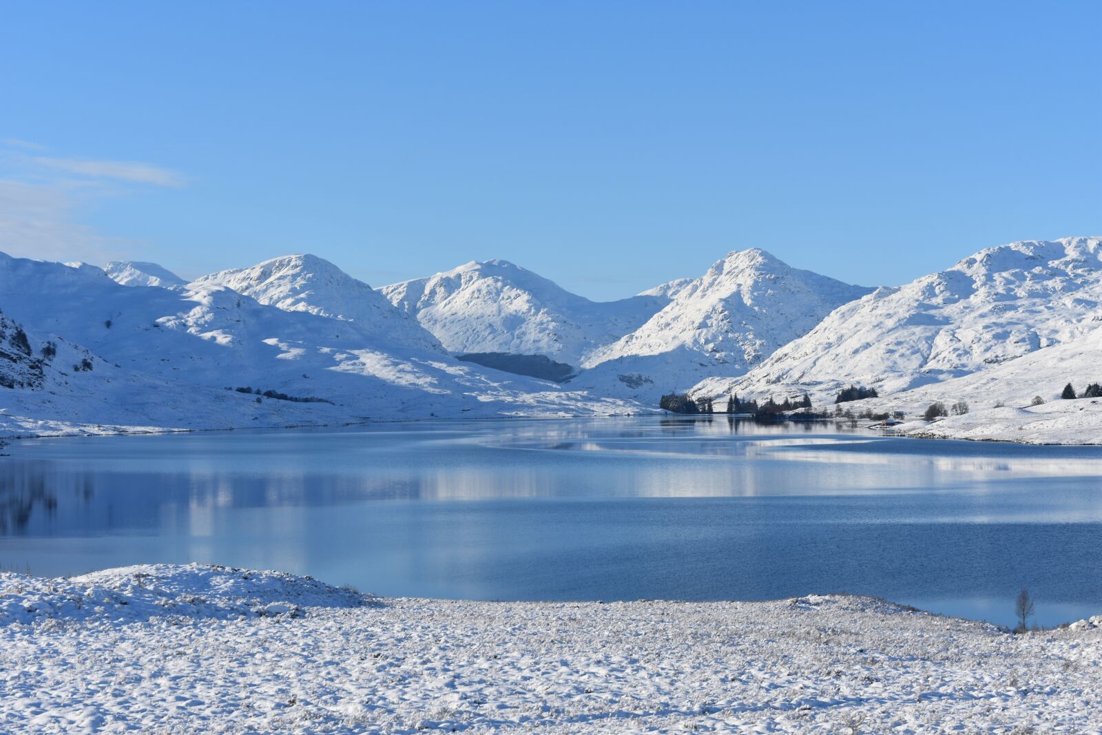 Nikon D3400 sample photo. Scotland, loch, snow photography