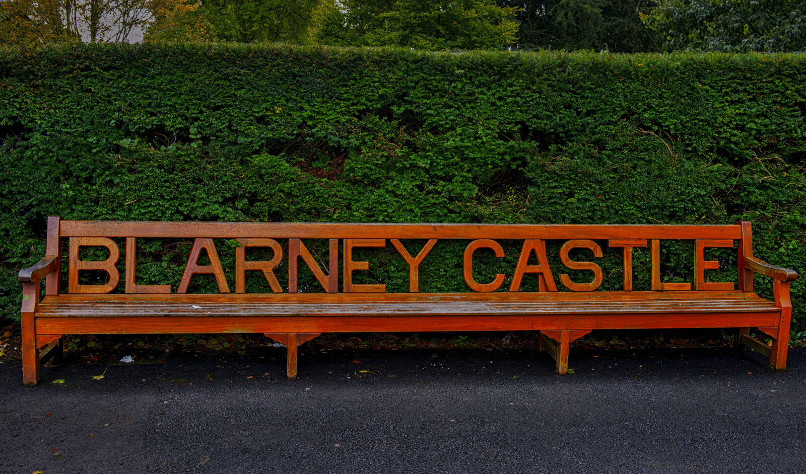 Nikon AF-S Nikkor 24-70mm F2.8G ED sample photo. Bench, blarney, castle, garden photography