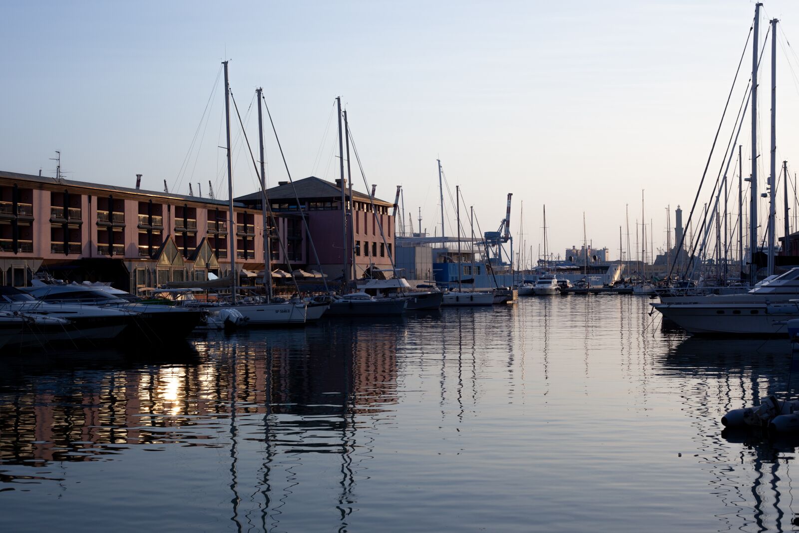 Canon EF 50mm F1.8 II sample photo. Port, genoa, evening sun photography