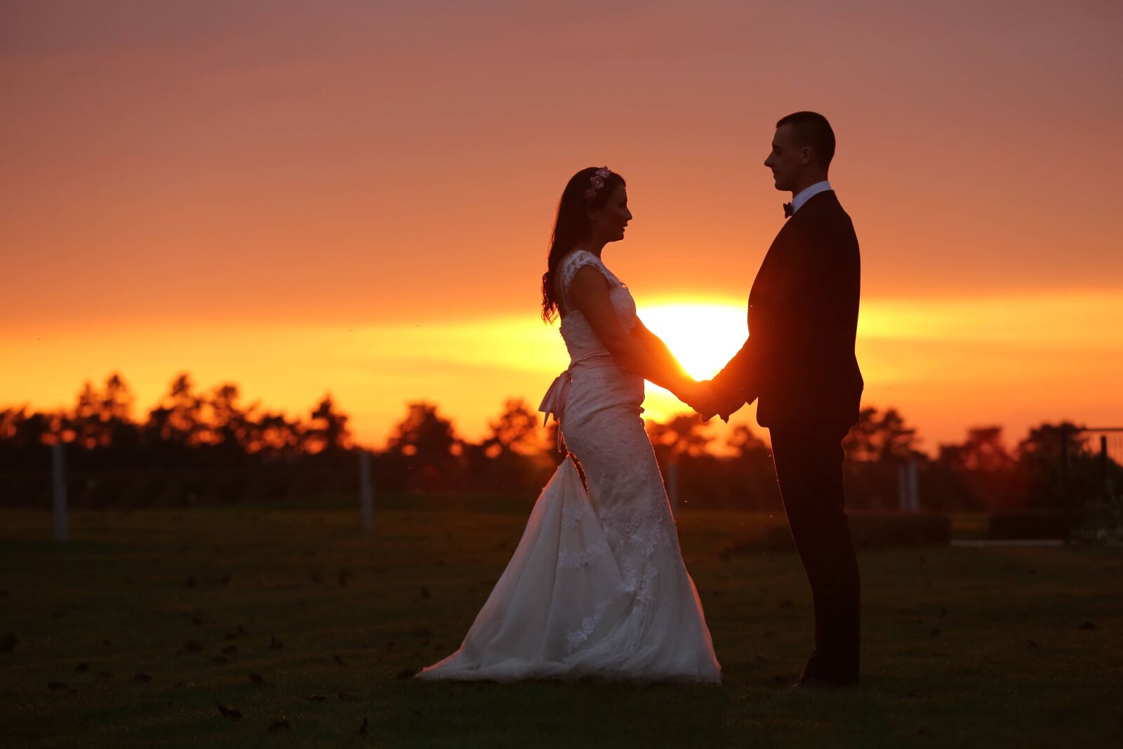 Canon EOS 5D Mark III sample photo. Groom, sunset, dress, romance photography