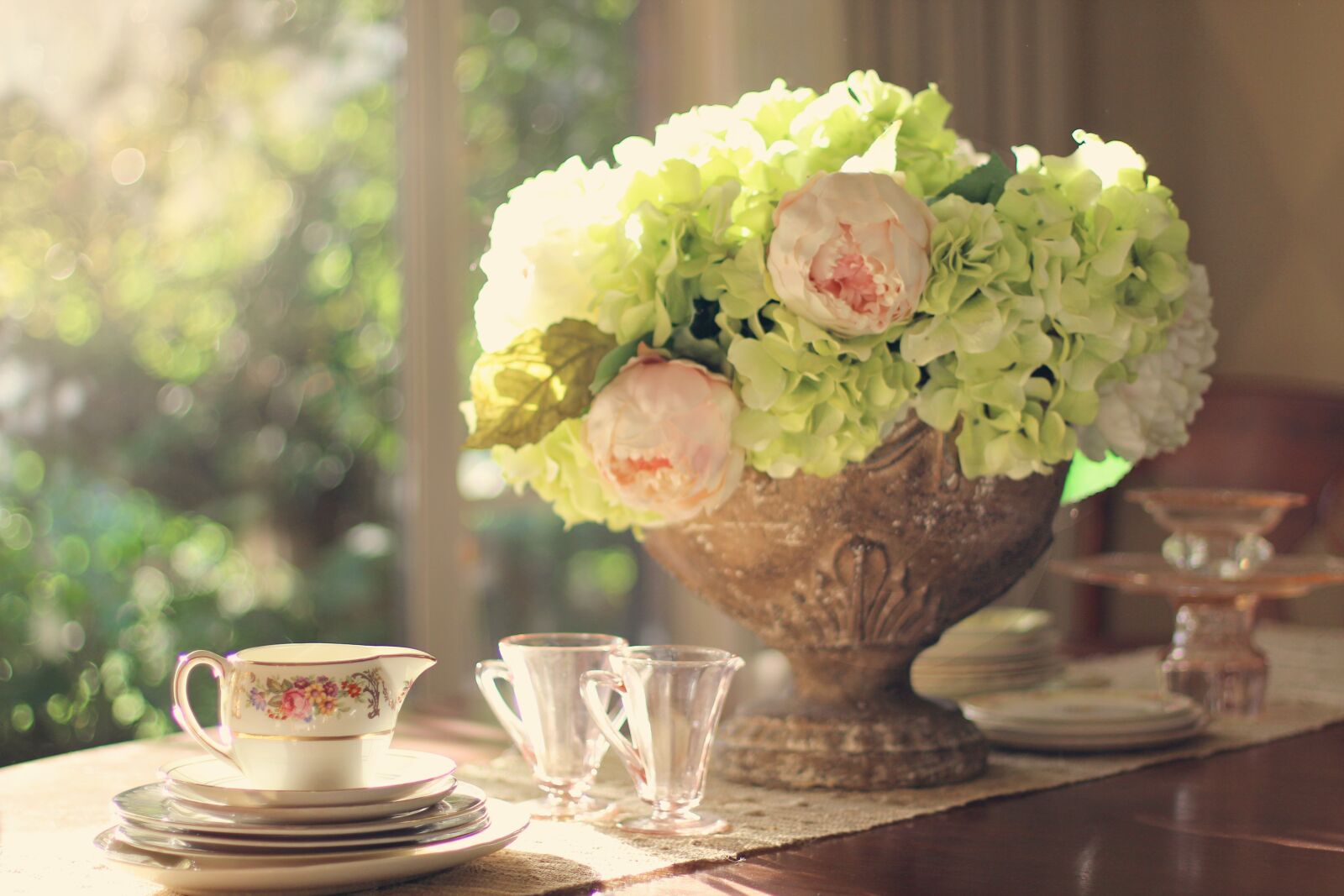 Canon EF 50mm F1.4 USM sample photo. Table setting, vintage dishes photography