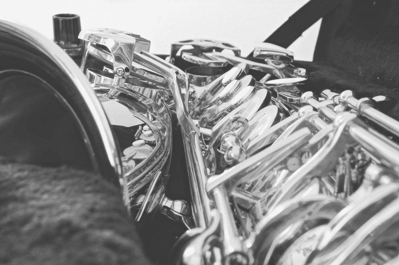 Sony Alpha NEX-5N + Sony E 18-55mm F3.5-5.6 OSS sample photo. Saxophone, monochrome, black and photography