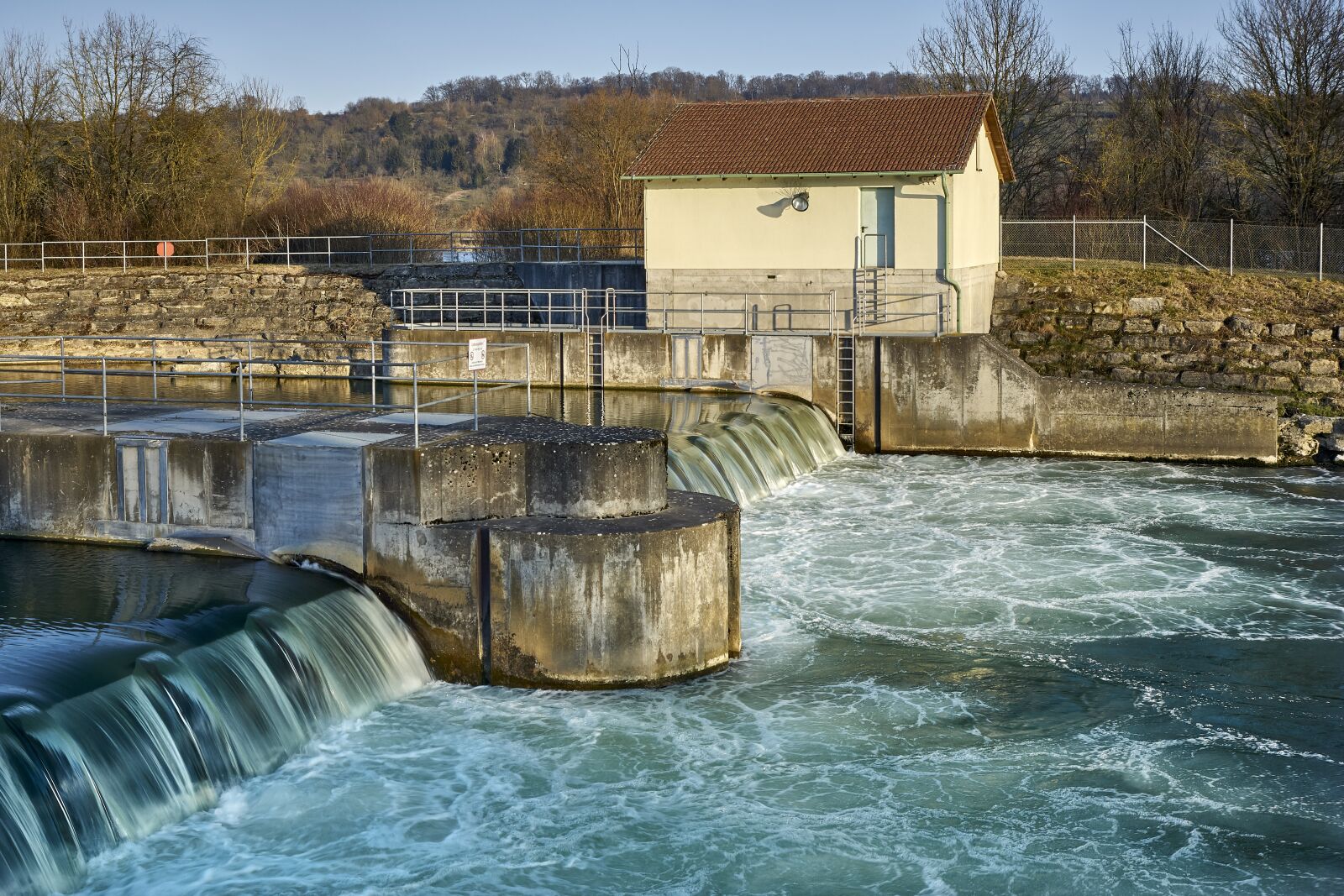 Sony ILCA-77M2 sample photo. Neckar, blocking factory, water photography