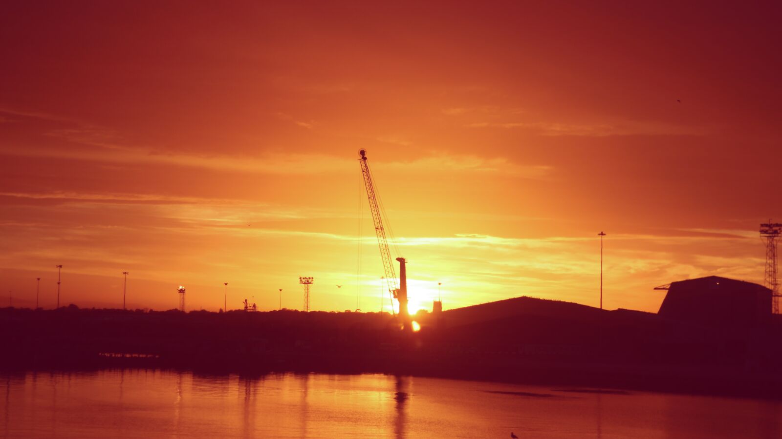 Canon EOS 600D (Rebel EOS T3i / EOS Kiss X5) + Canon EF 50mm F1.8 II sample photo. Clouds, crane, silhouette, sunset photography