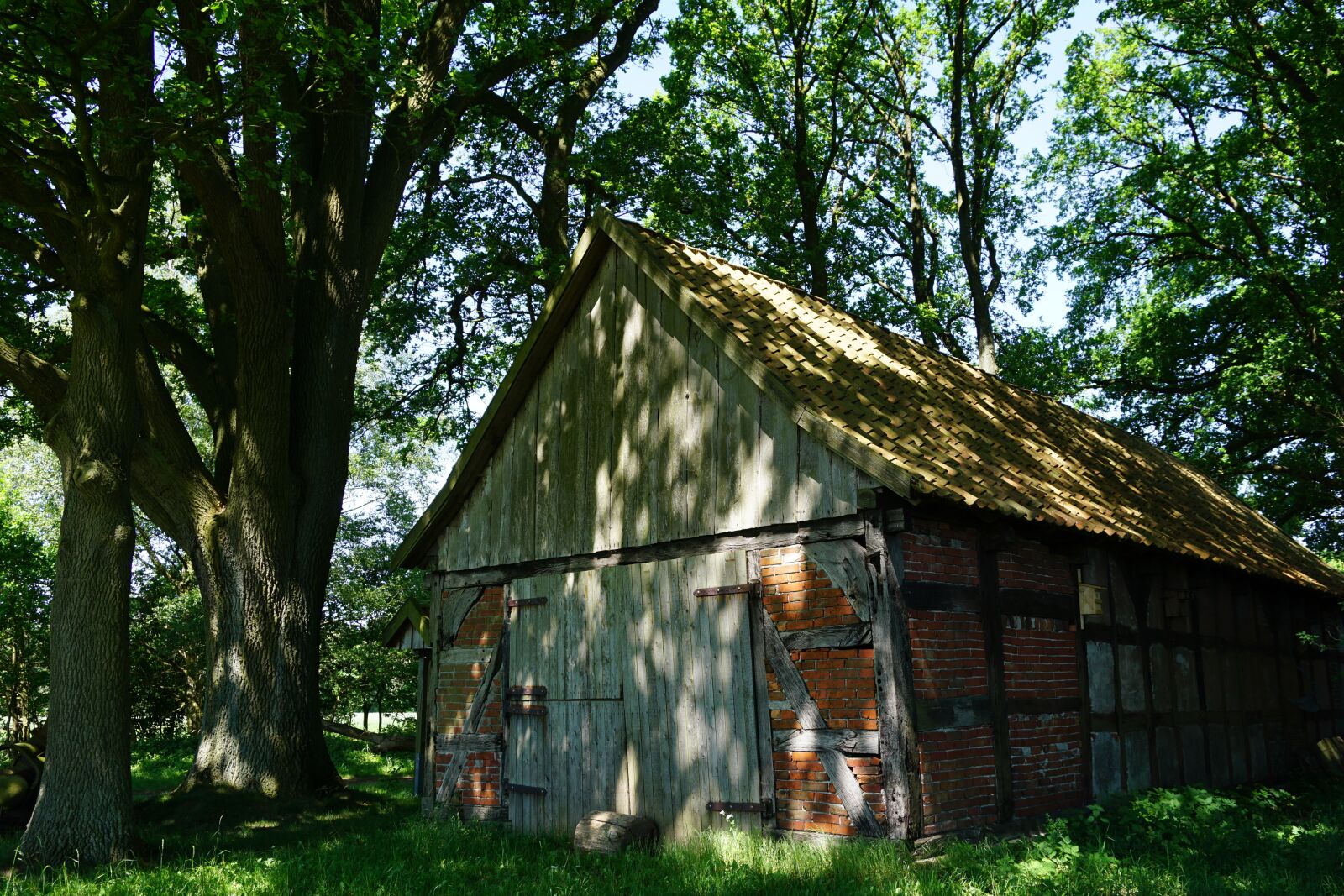 Sony a6000 sample photo. Sheep barn, old, truss photography