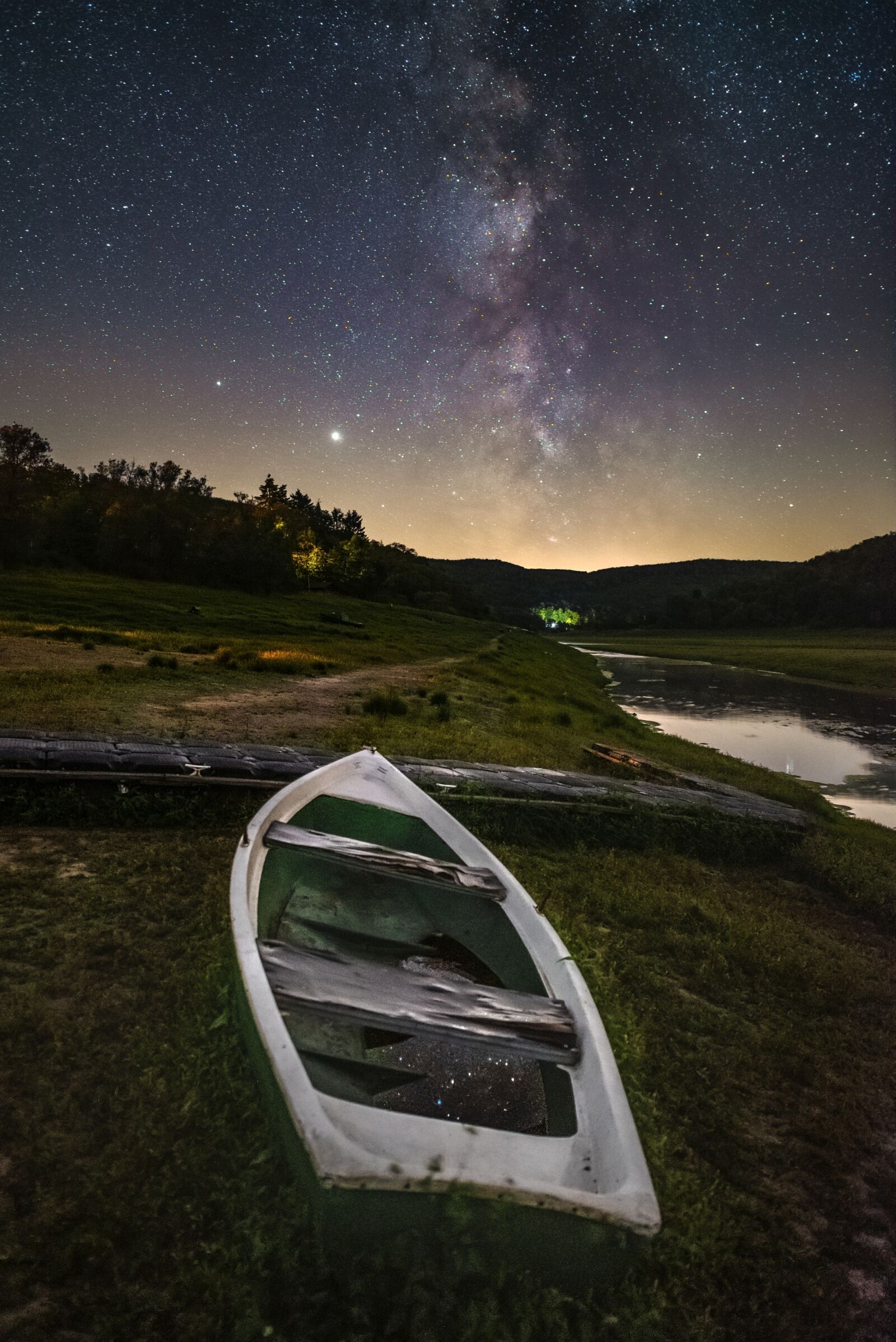Nikon D750 sample photo. Boat, lake, stars photography