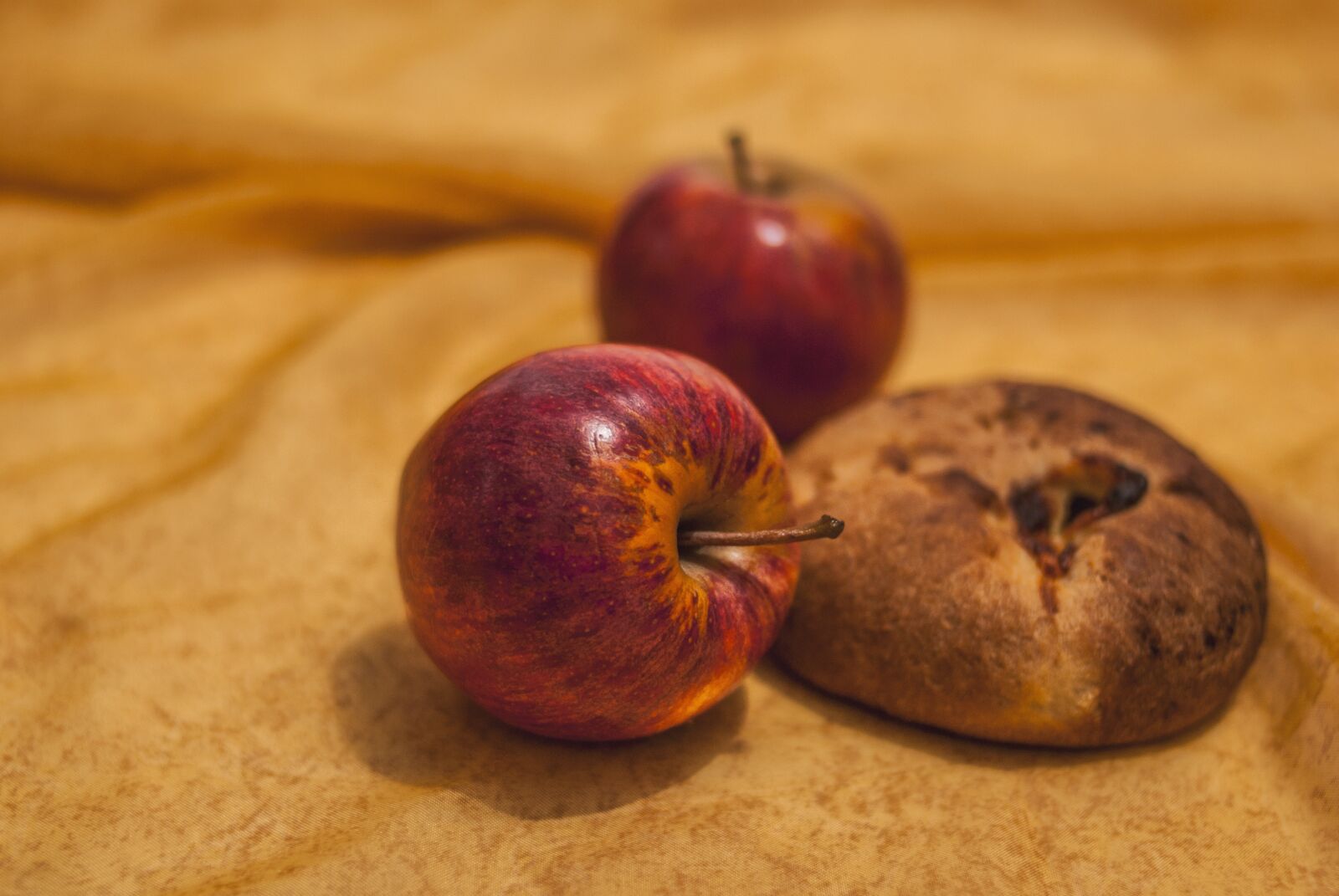 Nikon D60 sample photo. Bread, fruit, apple photography