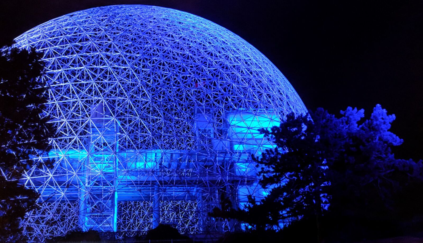 Google Pixel sample photo. Biosphere, night, sphere photography