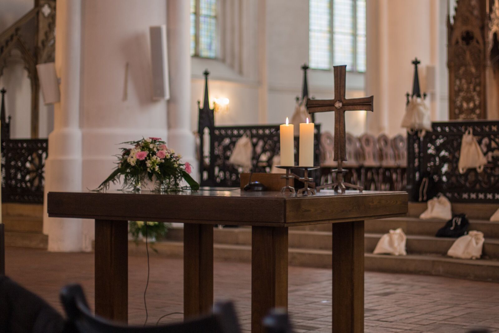 Canon EOS 6D + Canon EF 50mm F1.4 USM sample photo. Table, church, candles photography