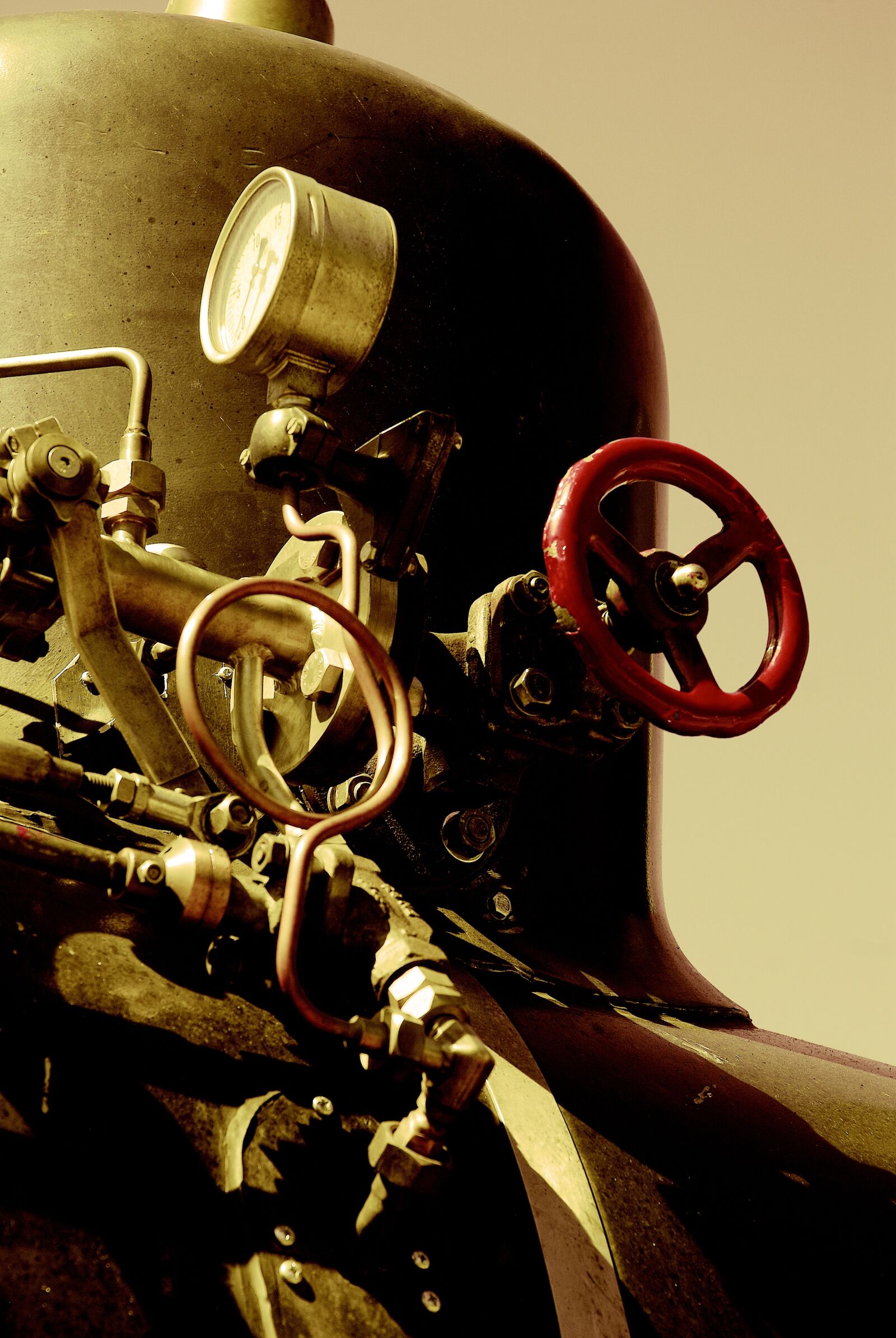 Nikon D80 sample photo. Steam locomotive, steam, sepia photography
