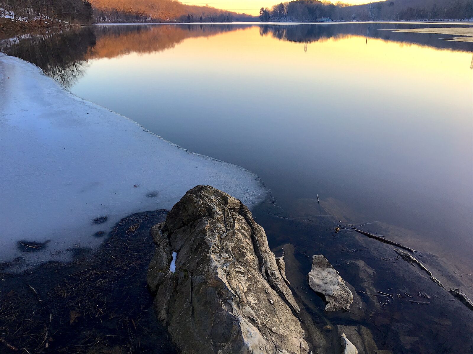 Apple iPhone 6s sample photo. Rock, lake, winter photography