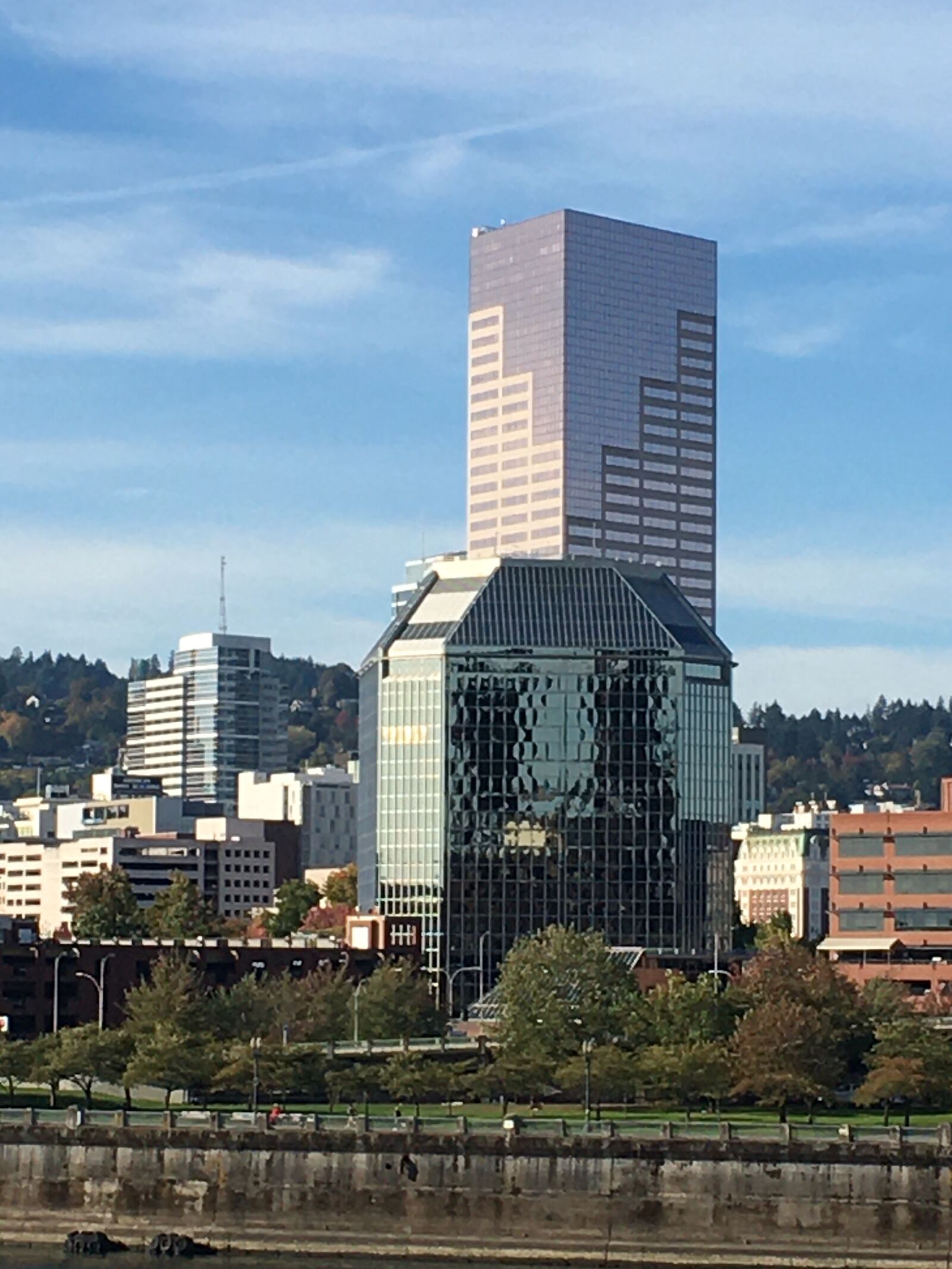 Apple iPhone 6s sample photo. Big pink, skyscraper, downtown photography