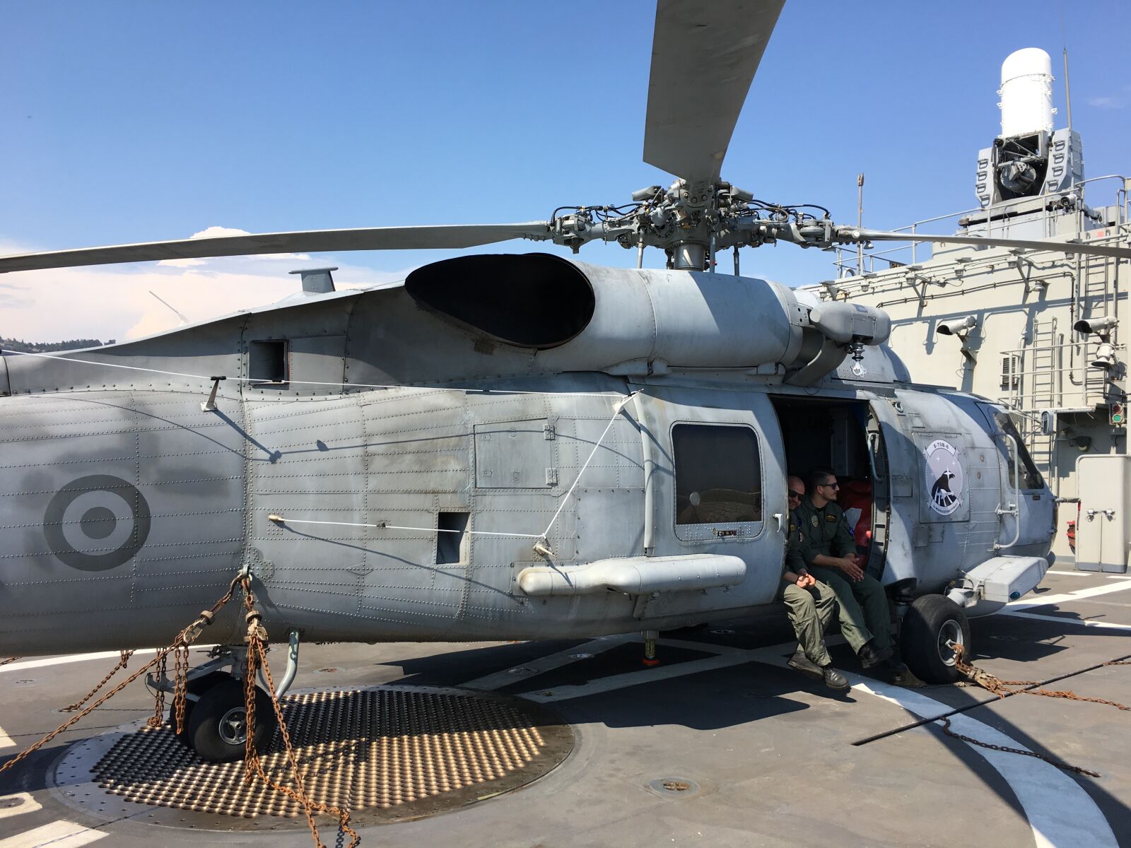 Apple iPhone 6s sample photo. Warship, frigate, helicopter photography