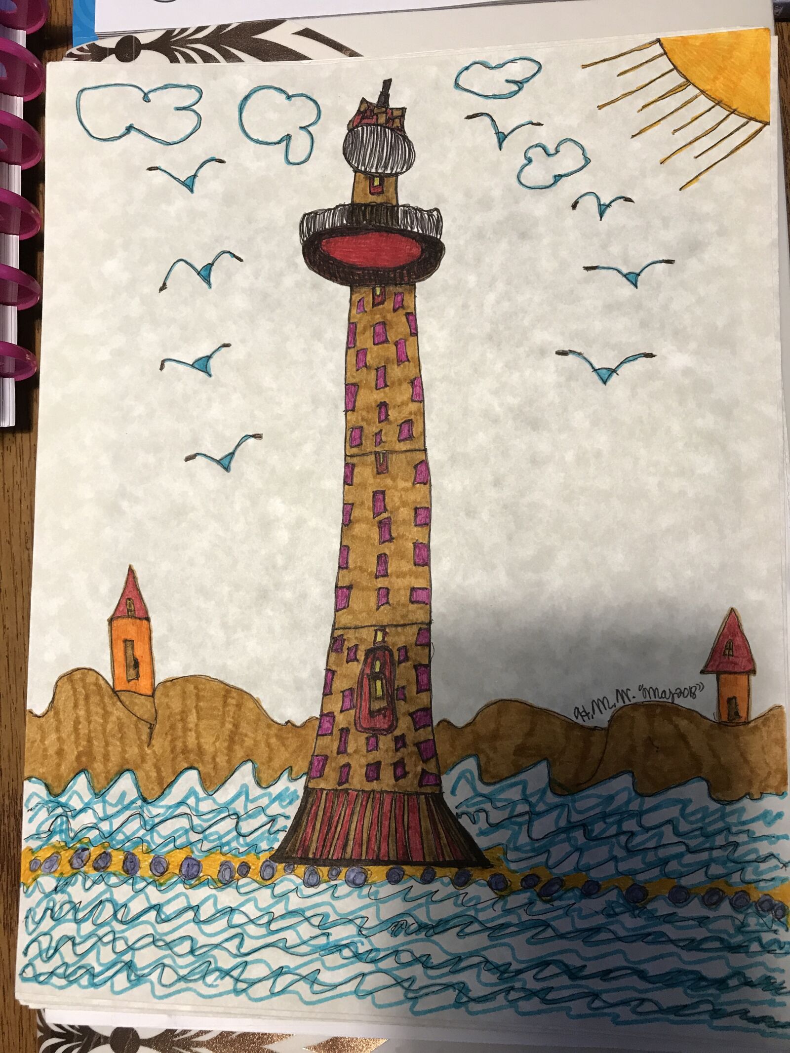 iPhone 7 Plus back dual camera 3.99mm f/1.8 sample photo. Lighthouse, coloring, drawing photography