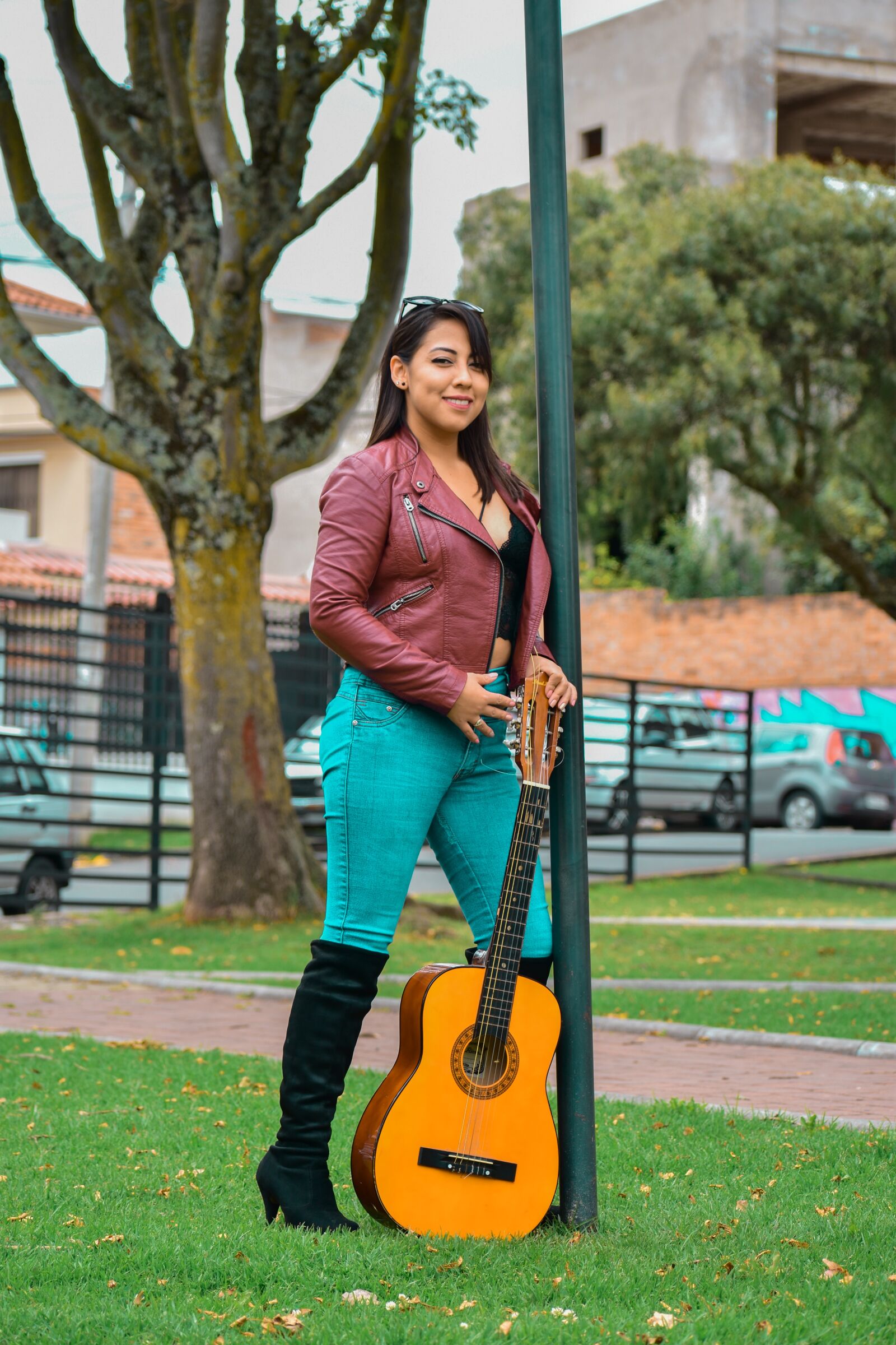 Nikon D3400 sample photo. Girl, woman, leather jacket photography