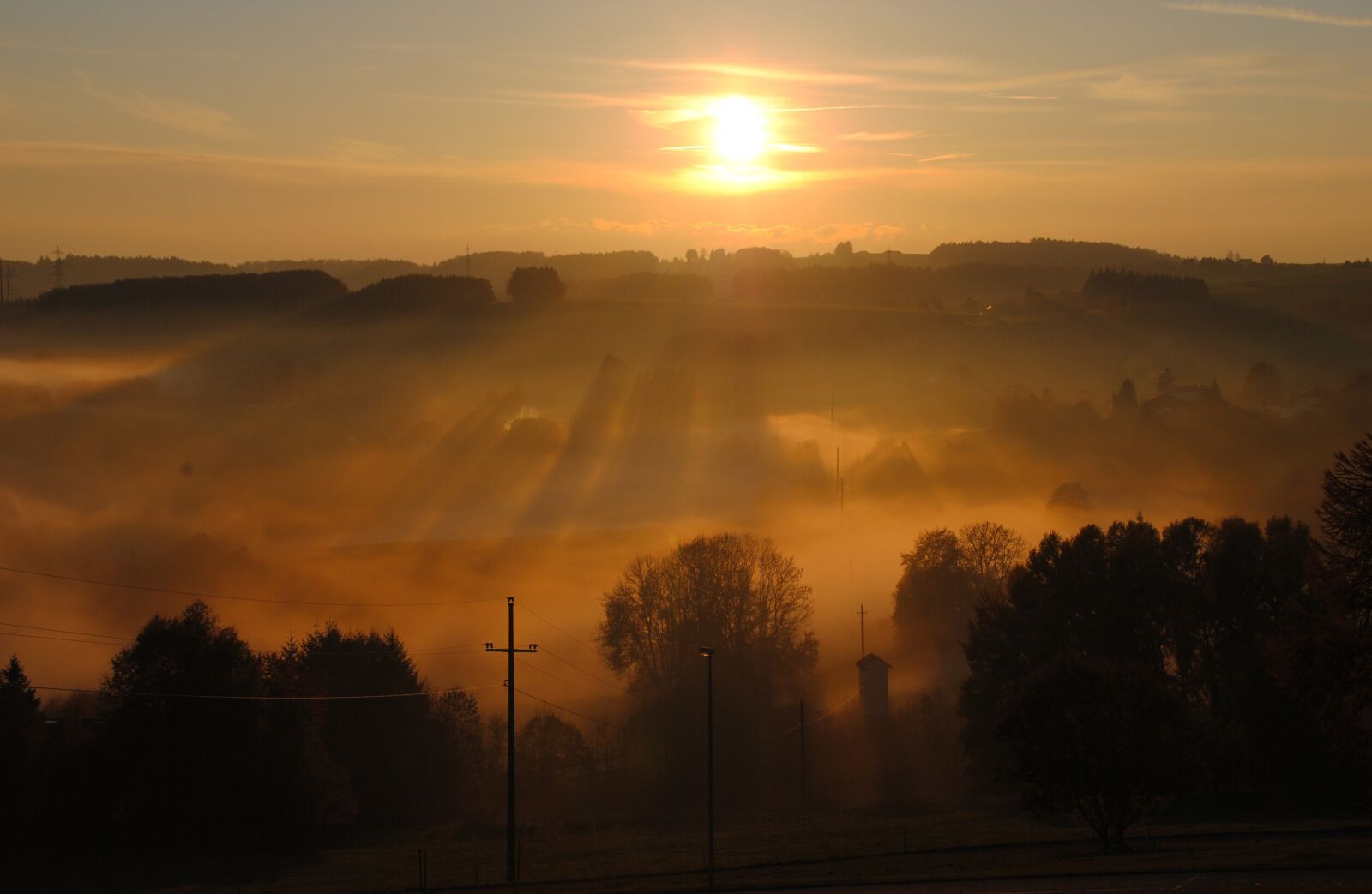 Nikon D3000 sample photo. Evening, sunset, fog photography