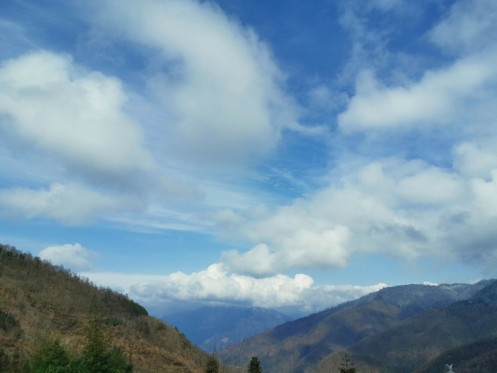 HUAWEI Mate 20 Pro sample photo. Distant hills, winter, blue photography
