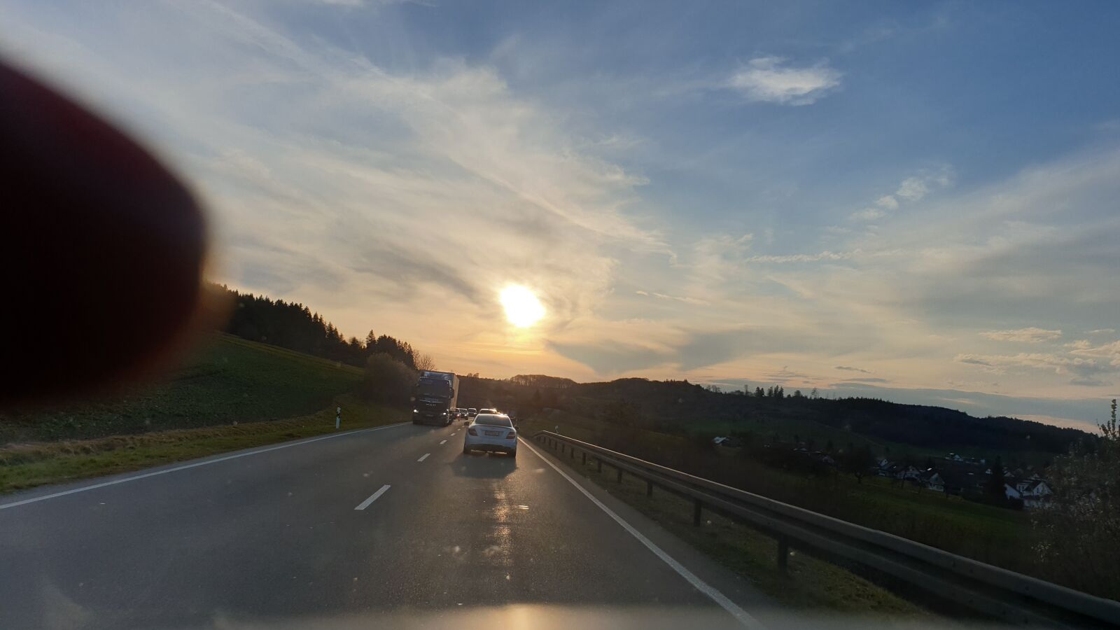 Samsung Galaxy S9+ sample photo. Road, auto, sunset photography