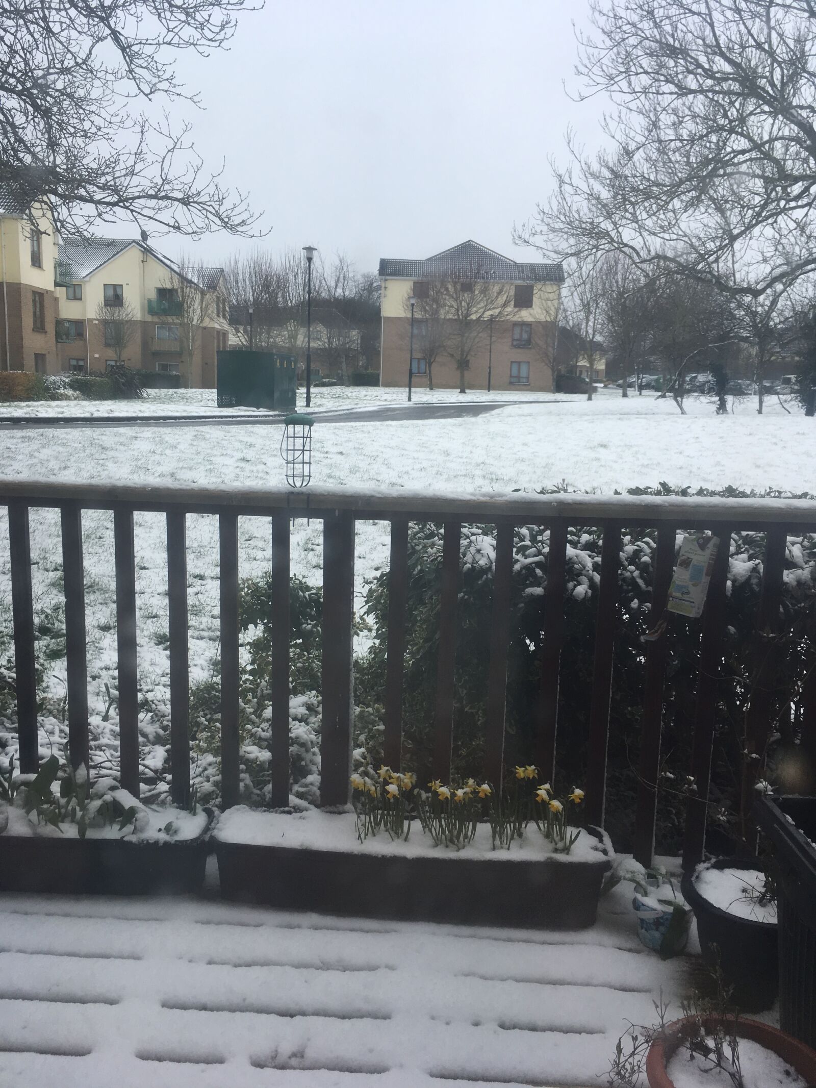 iPhone SE back camera 4.15mm f/2.2 sample photo. Ireland, snow, balcony photography