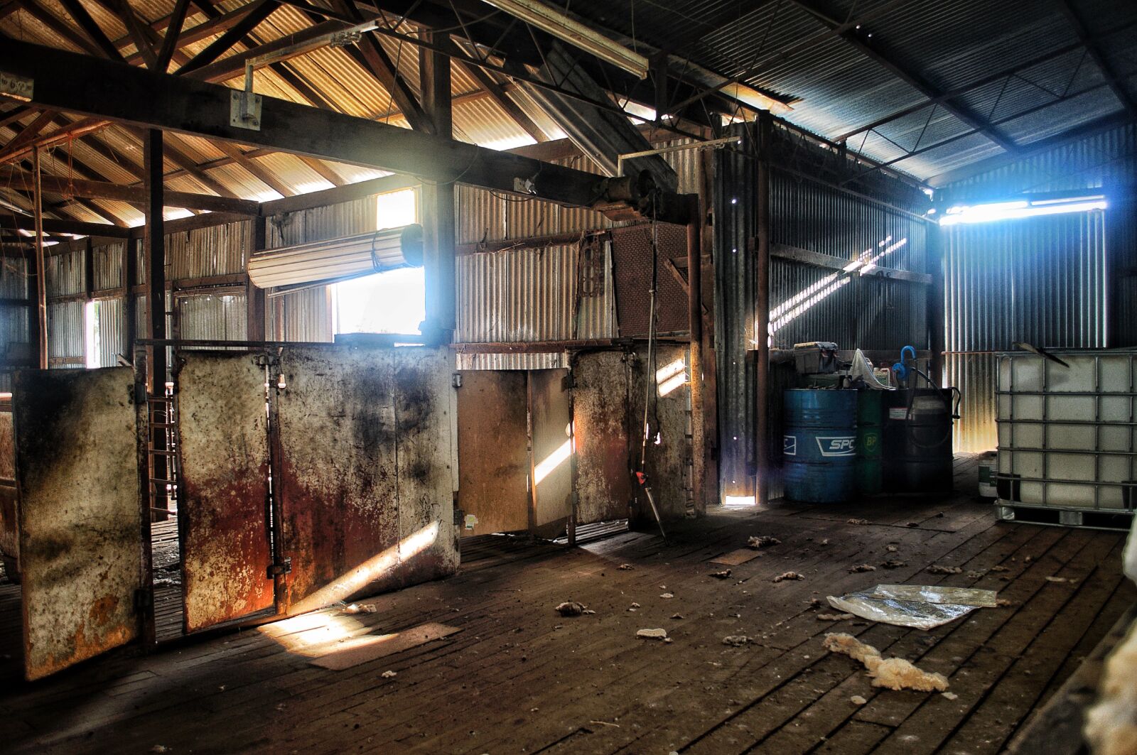 Nikon D90 sample photo. Shearing shed, wool, sunlight photography