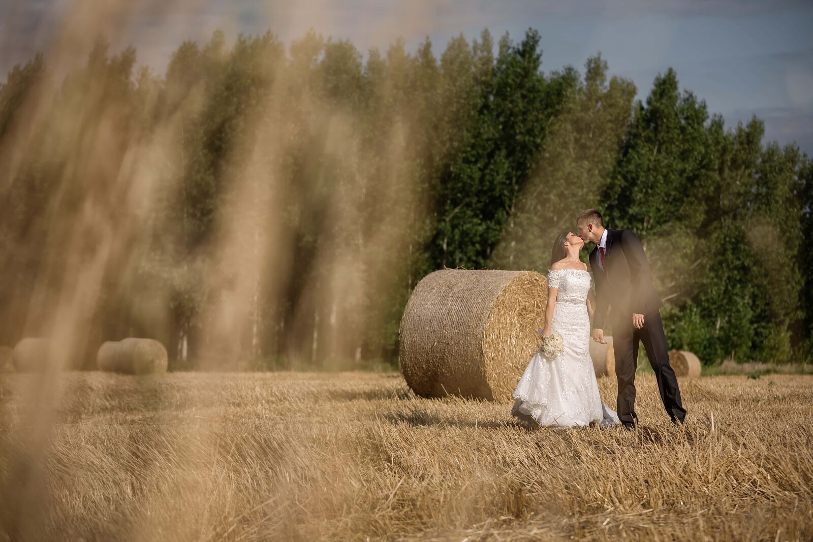 Canon EF 70-200mm F2.8L IS II USM sample photo. Hay field, haystack, bride photography