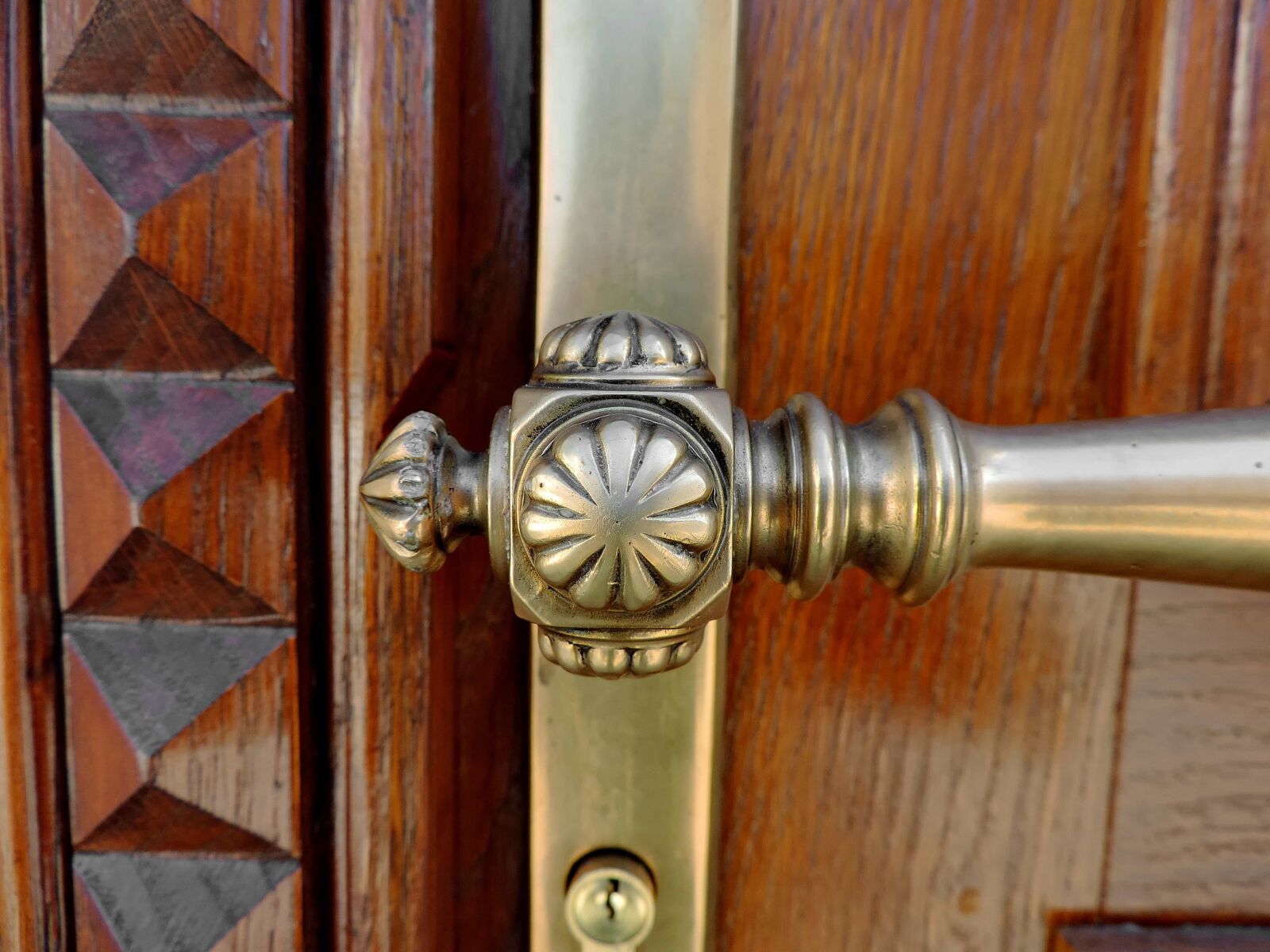 Nikon Coolpix P520 sample photo. Brass, front door, handmade photography