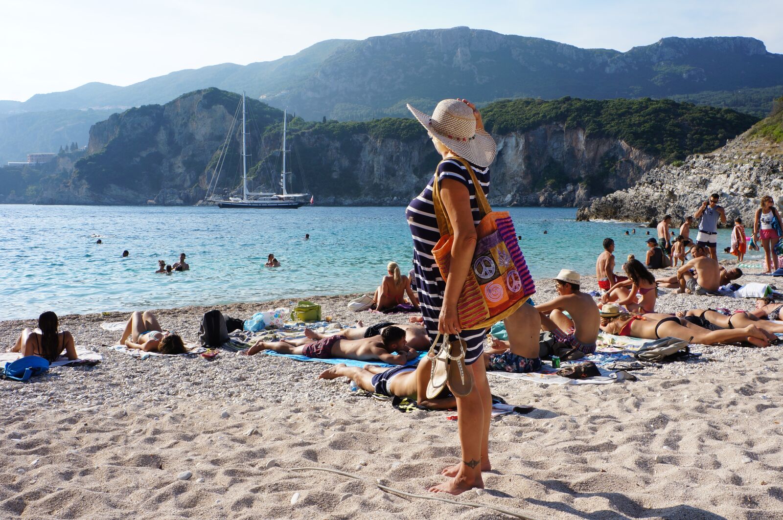 Sony Alpha NEX-5N sample photo. Corfu island, beach, lady photography