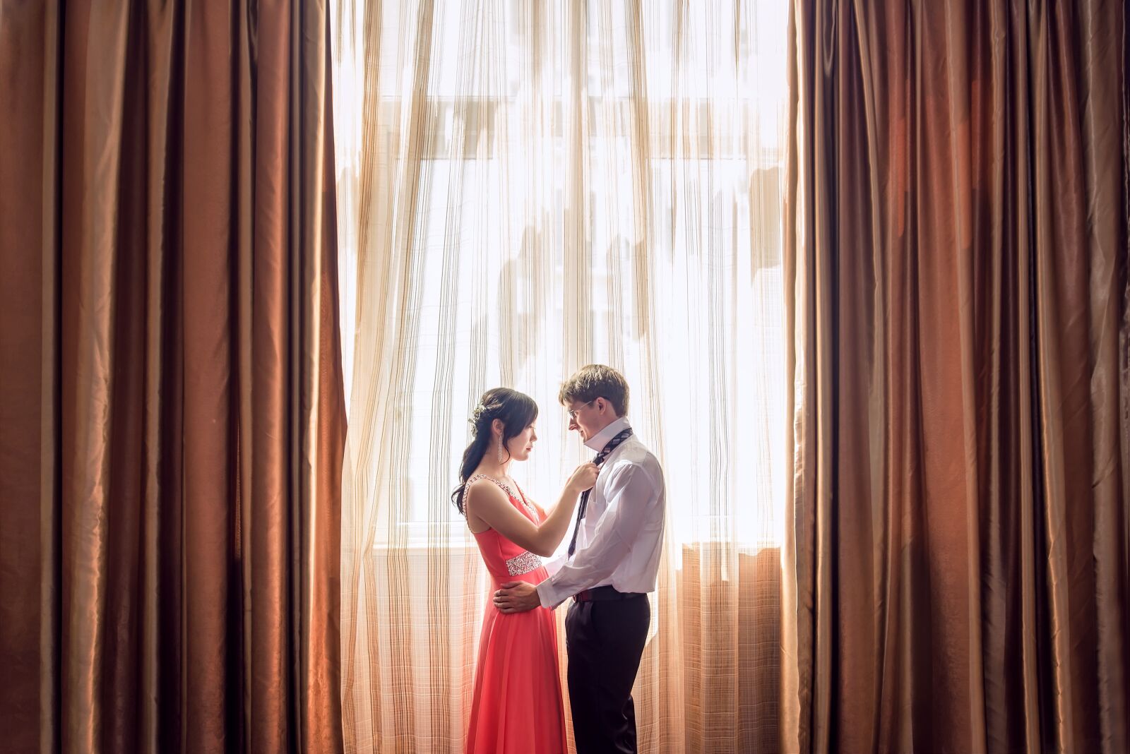 Nikon D750 sample photo. Love, couple, curtains photography