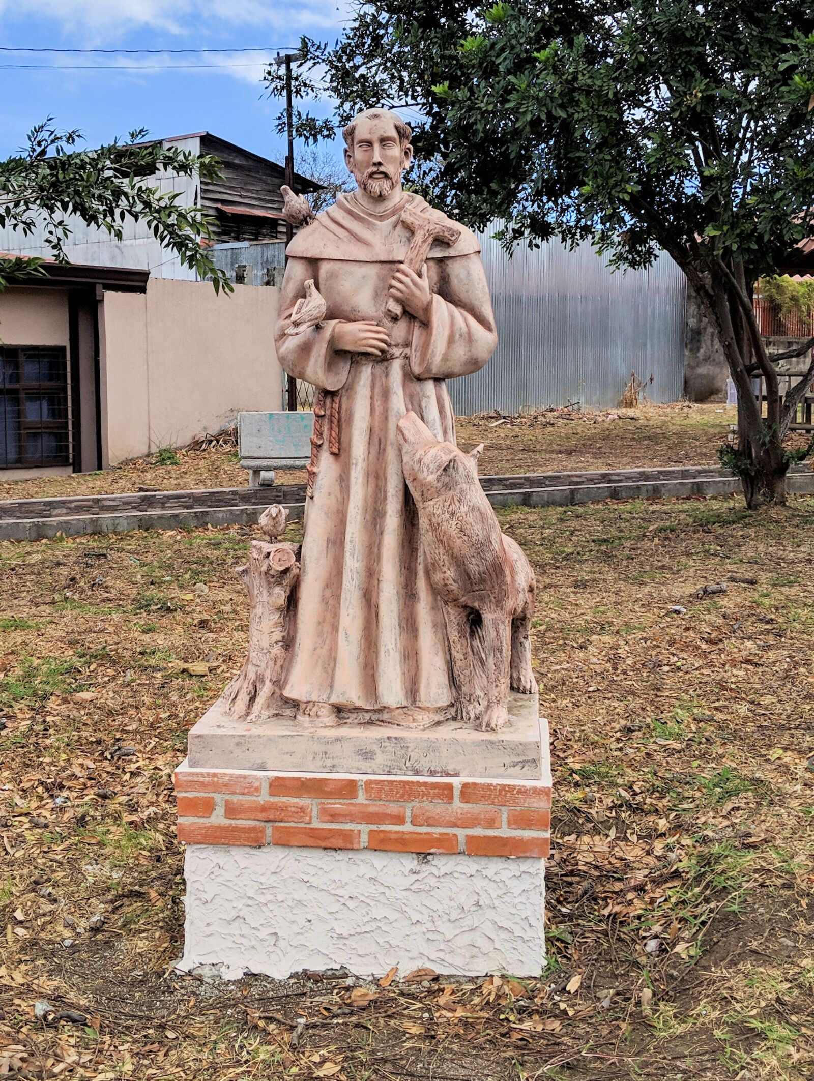 Google Pixel 3 sample photo. Statue, saint, garden photography