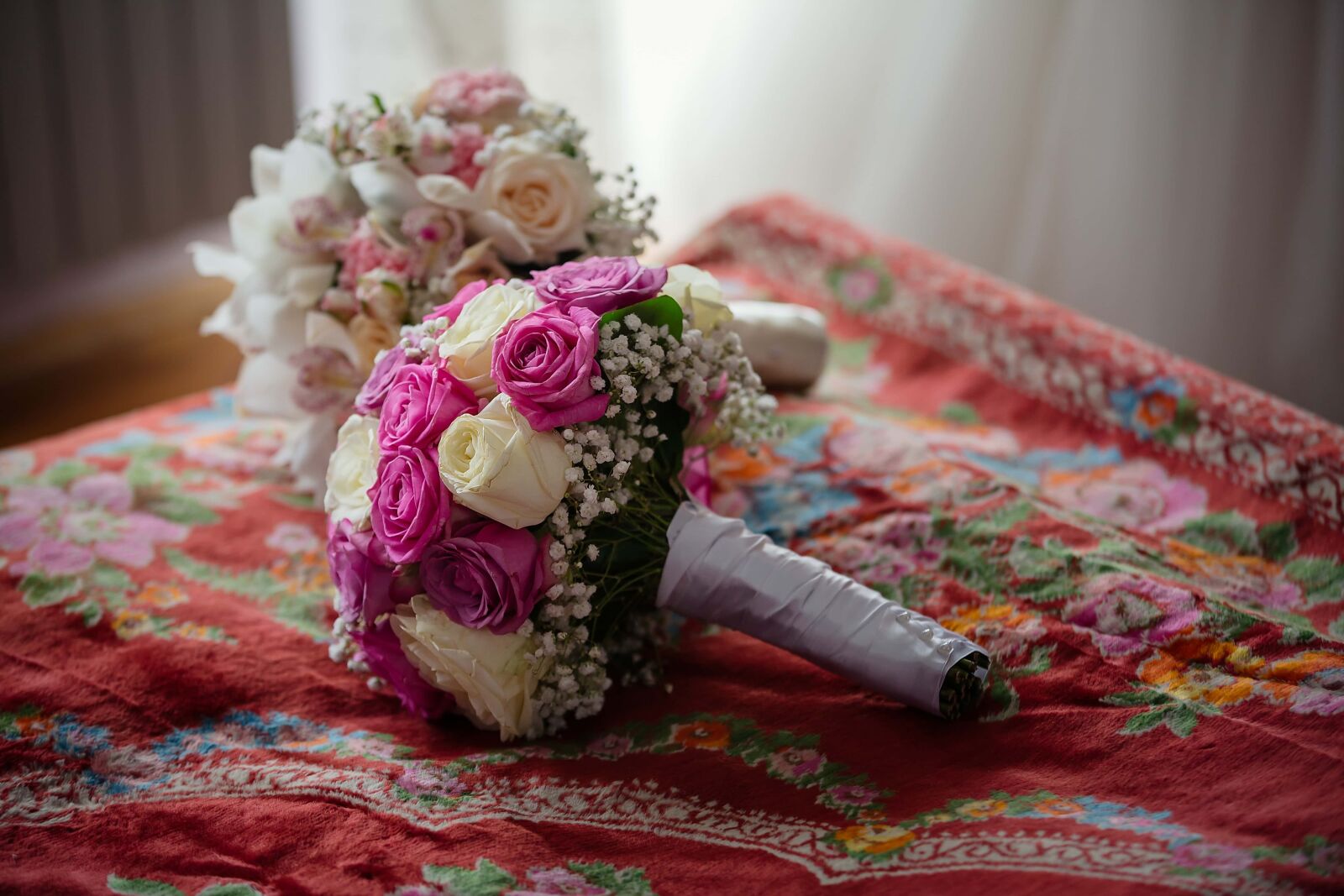 Canon EOS 5D Mark III + Canon EF 70-200mm F2.8L IS II USM sample photo. Bedroom, wedding bouquet, rose photography