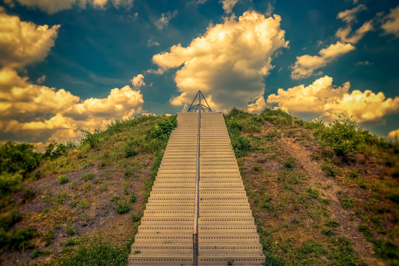Canon EF 24-70mm F4L IS USM sample photo. Stairs, sky, orange photography