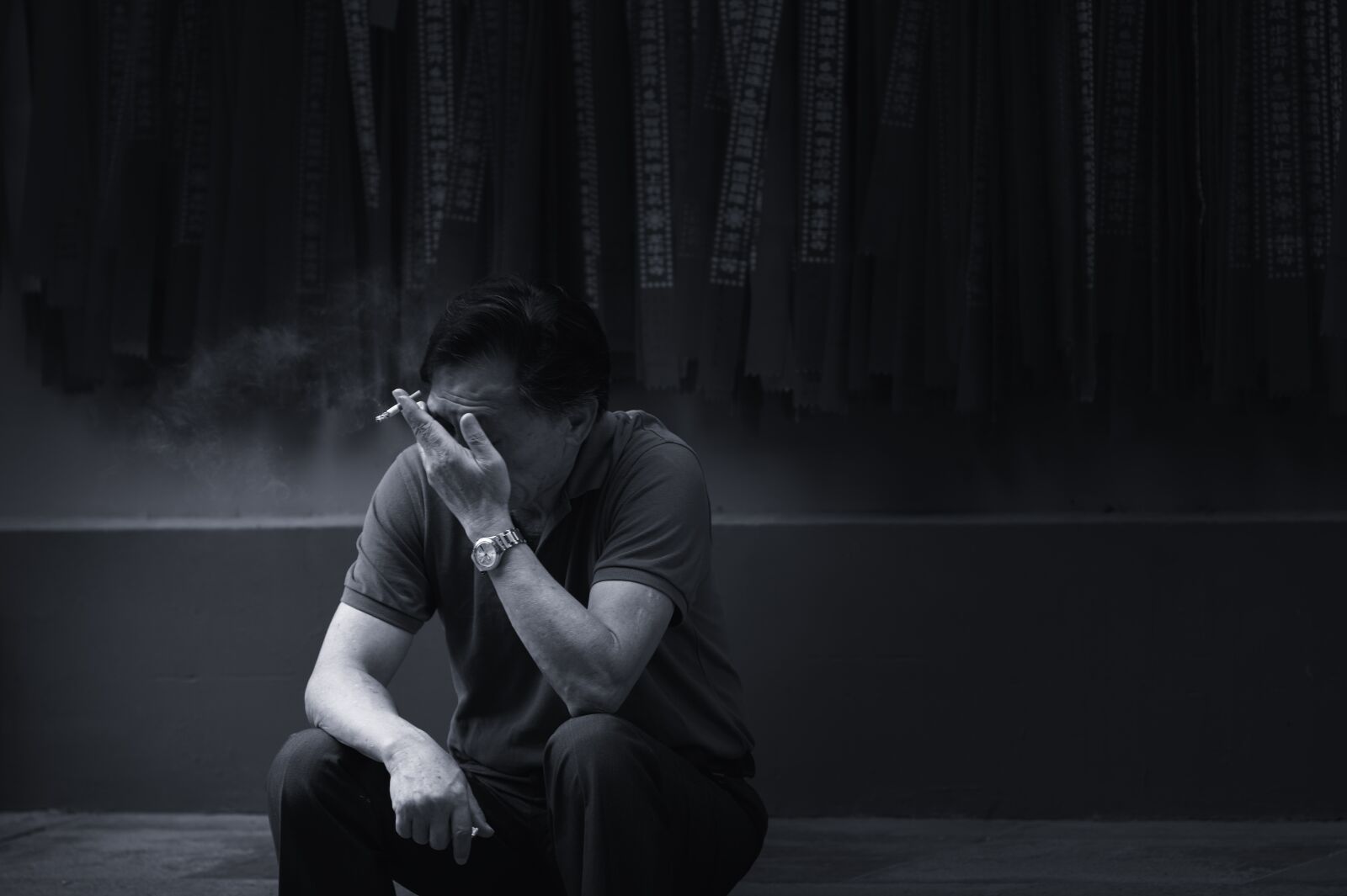 Nikon D700 sample photo. Sad man, smoking man photography