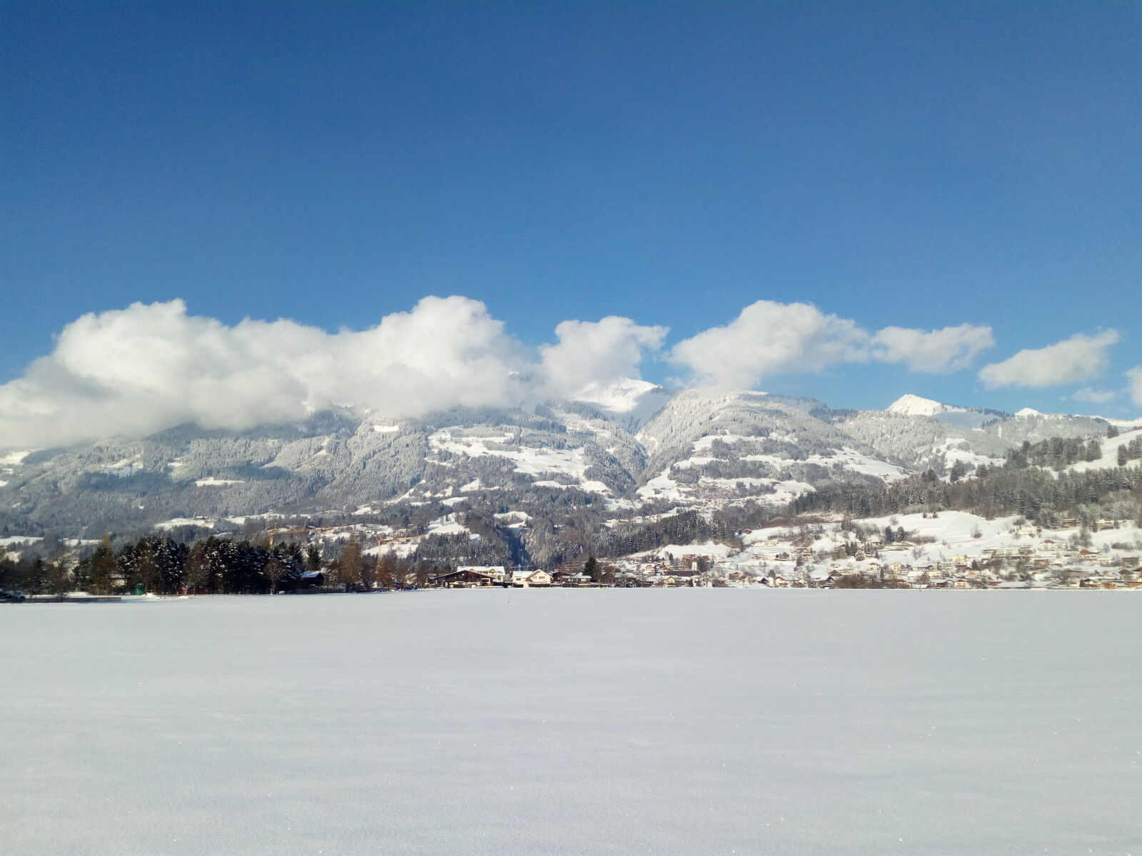 HUAWEI Honor 5A sample photo. Clouds, mountains, snow, village photography