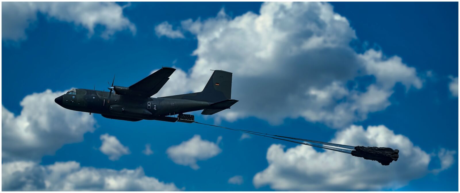 Canon EF75-300mm f/4-5.6 sample photo. Aircraft, parachute, military photography