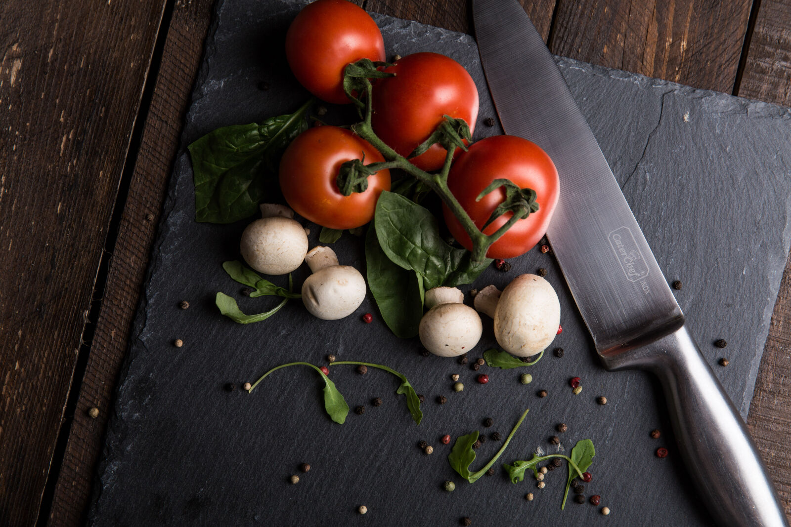 Canon EF 24-70mm F2.8L II USM sample photo. Chopping, board, ingredients, knife photography