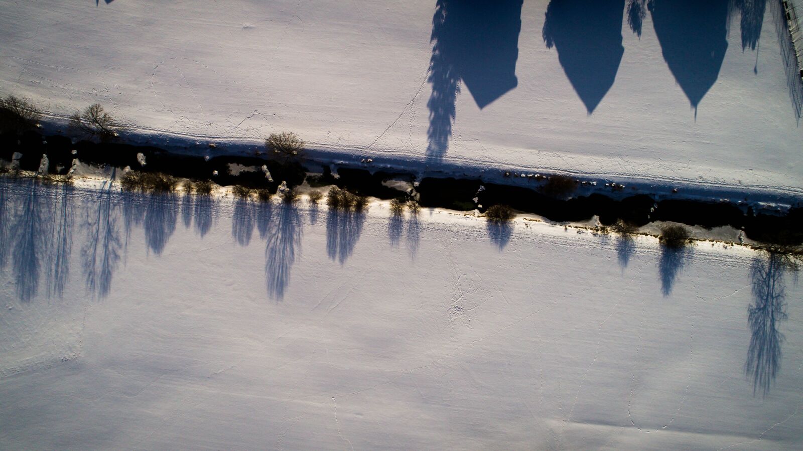 DJI FC6310 sample photo. Snow, drone, river photography
